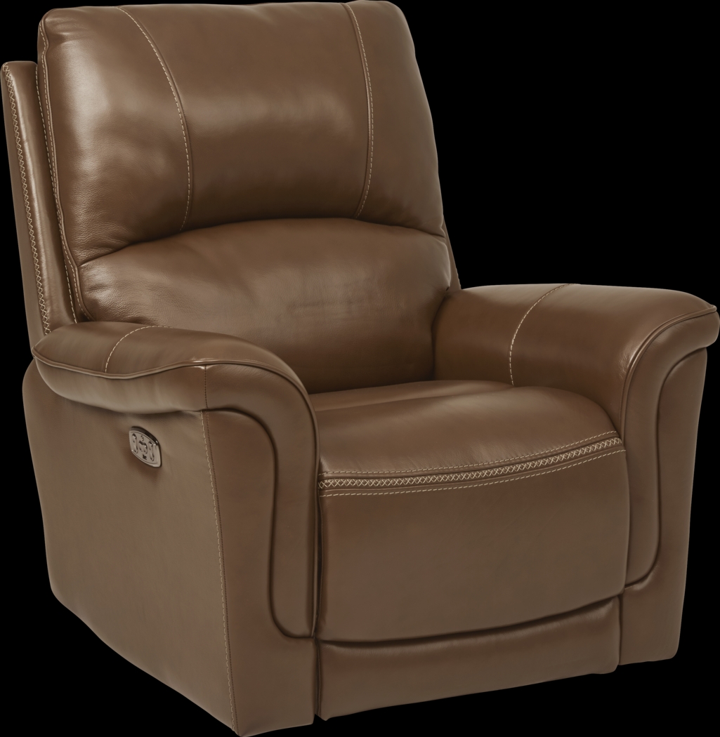 Castmore Brown Triple Power Leather Recliner - Thumbnail - Image 3