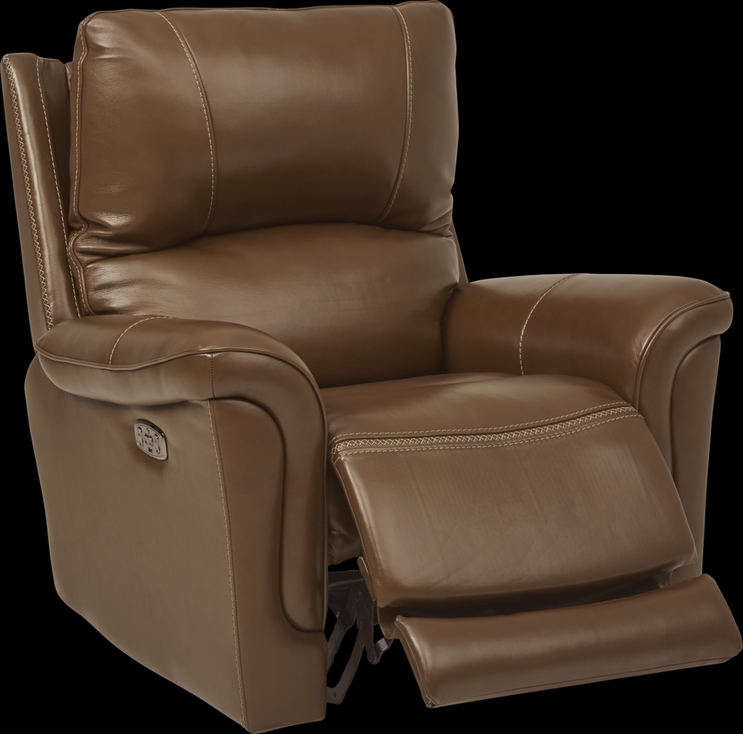 Castmore Brown Triple Power Leather Recliner - Thumbnail - Image 1