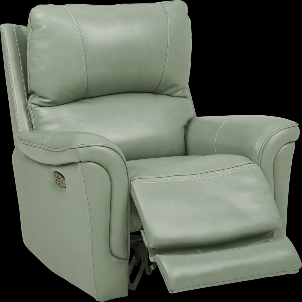 Castmore Green Triple Power Leather Recliner - Thumbnail - Image 1