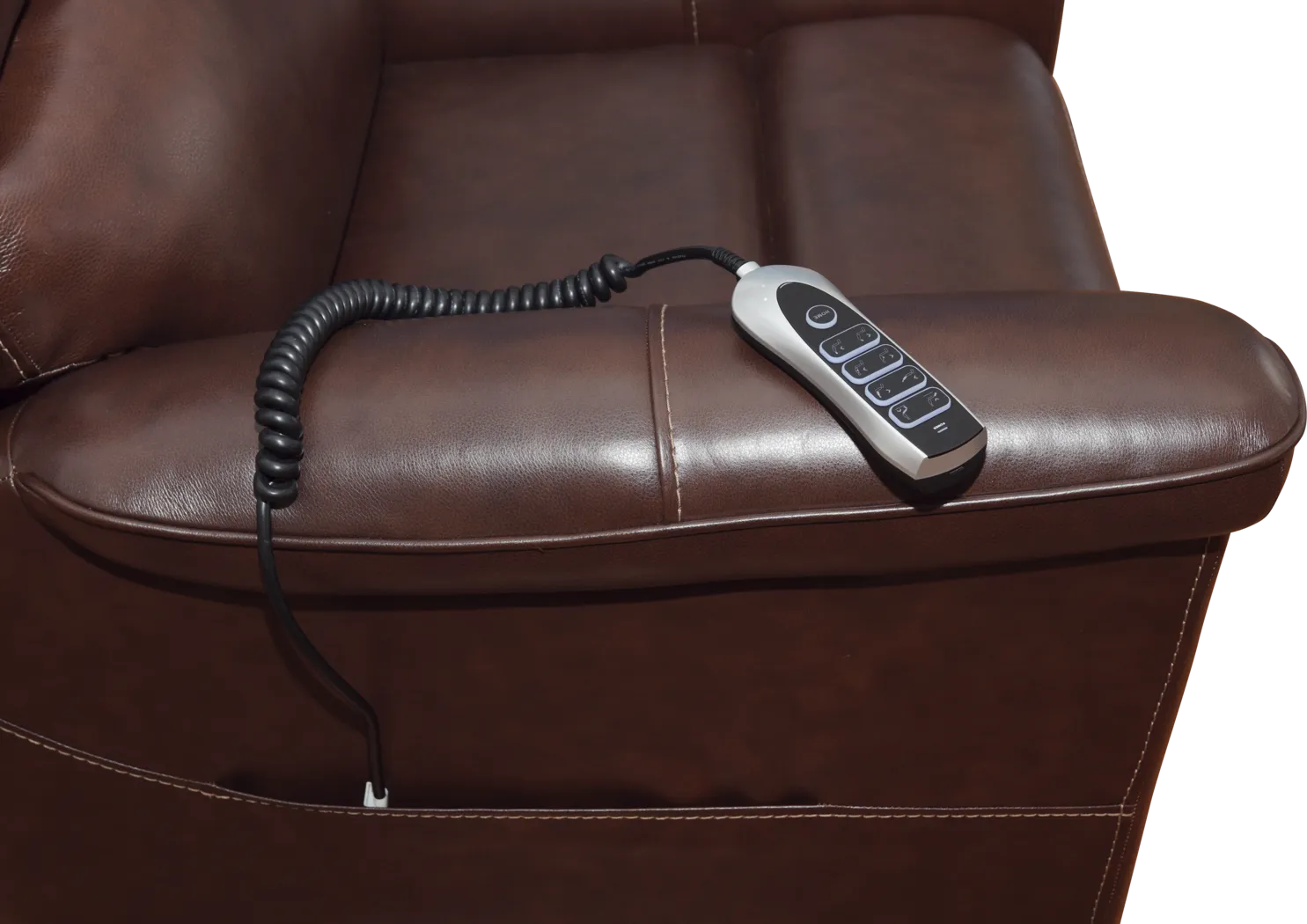Castmore II Brown Leather Triple Power Lift Recliner - Image 5
