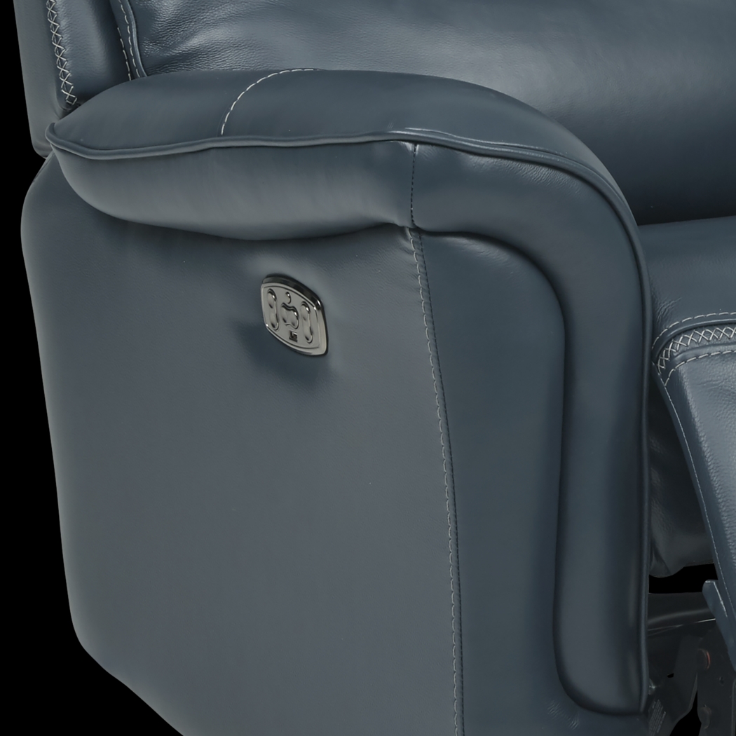 Castmore Navy Triple Power Leather Recliner - Thumbnail - Image 4
