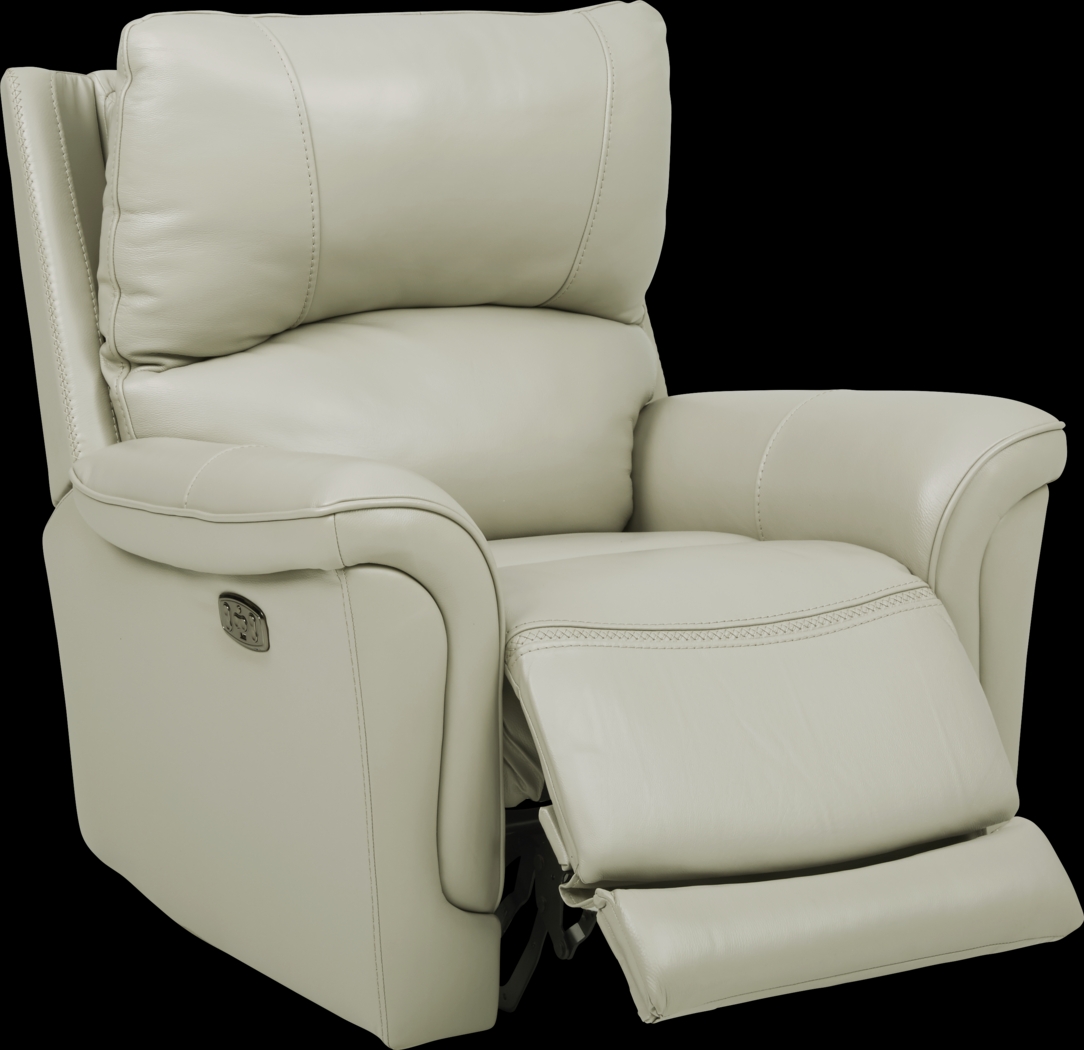 Castmore Stone Triple Power Leather Recliner - Thumbnail - Image 1