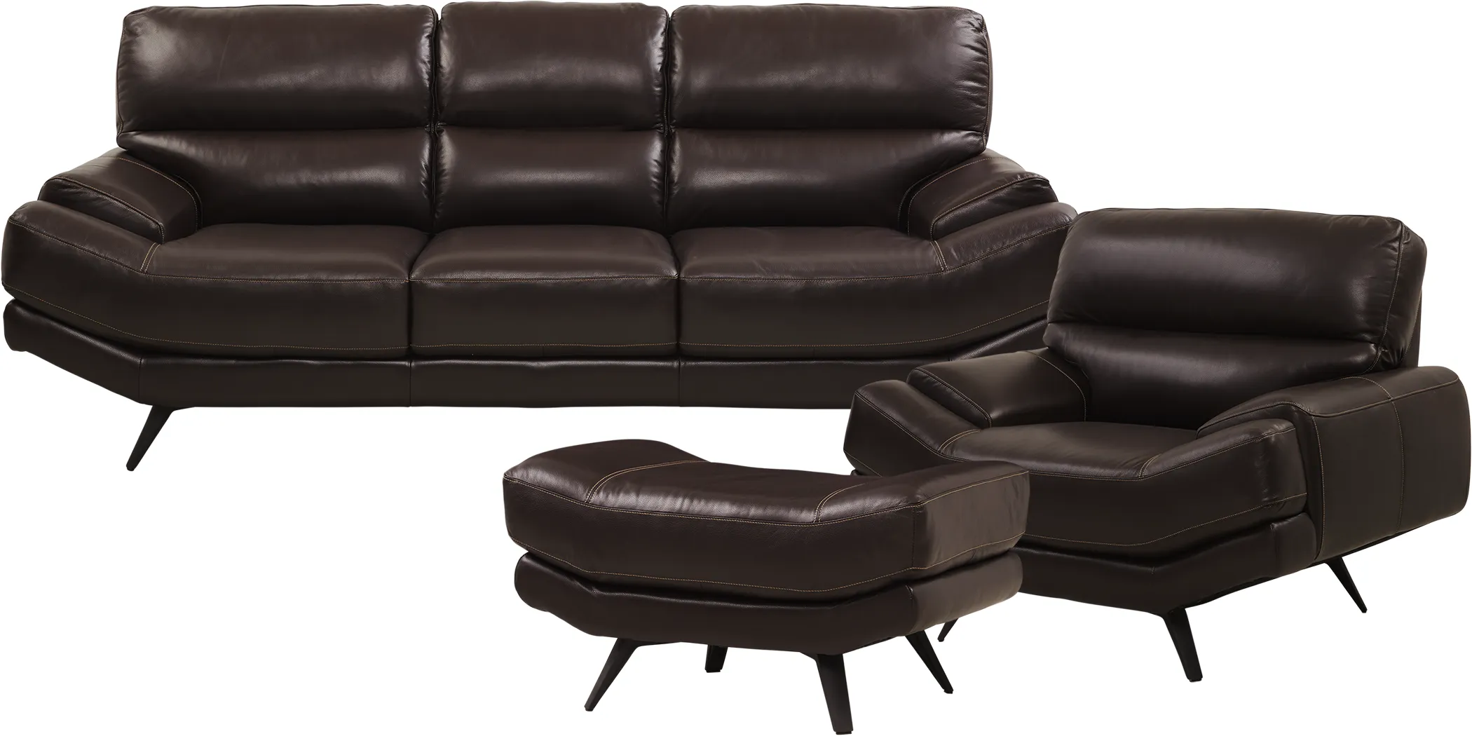 Catalano Espresso Leather 3 Pc Living Room - Thumbnail - Image 1