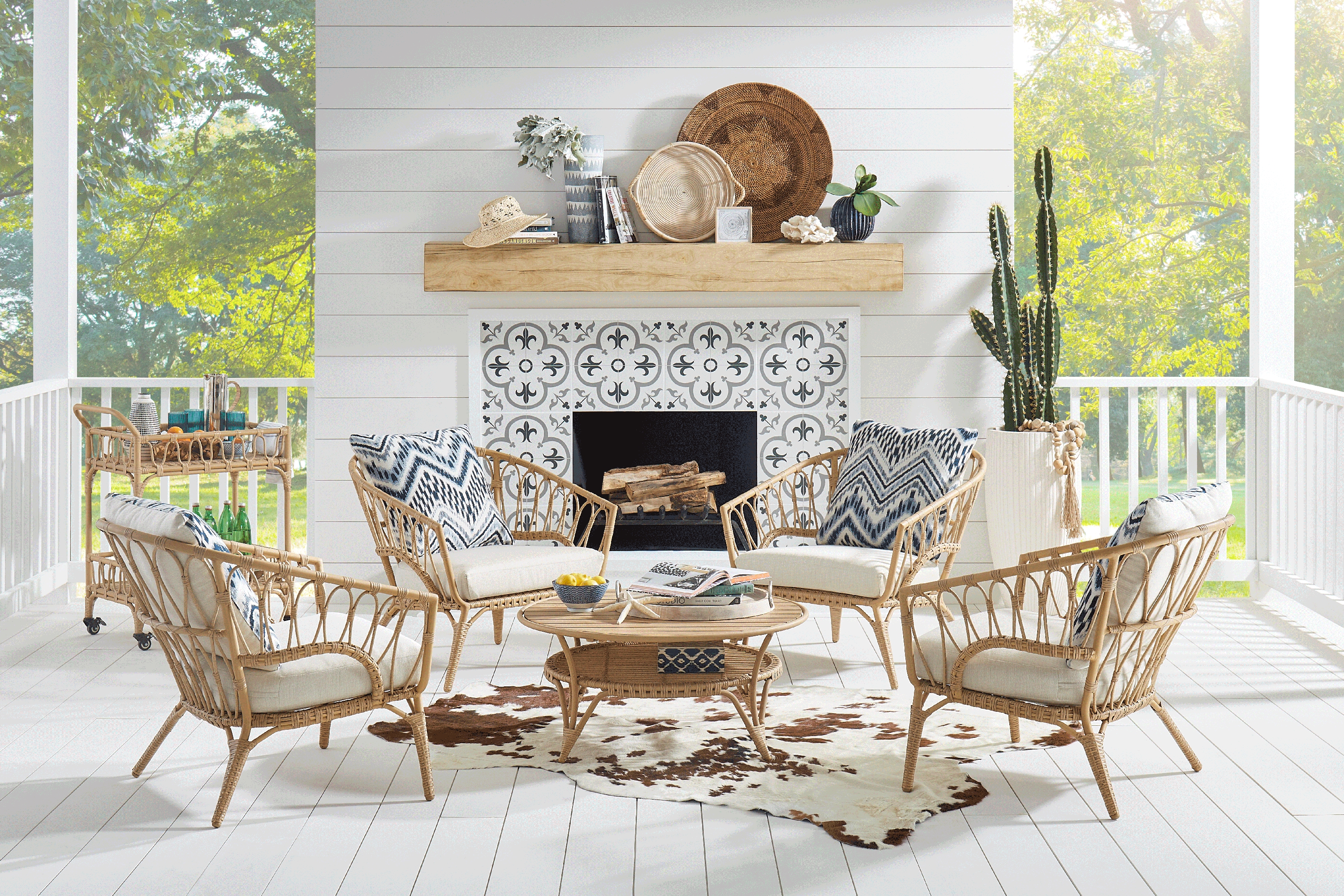 Catalina Natural 5 Pc Outdoor Chat Seating Set - Thumbnail - Image 1