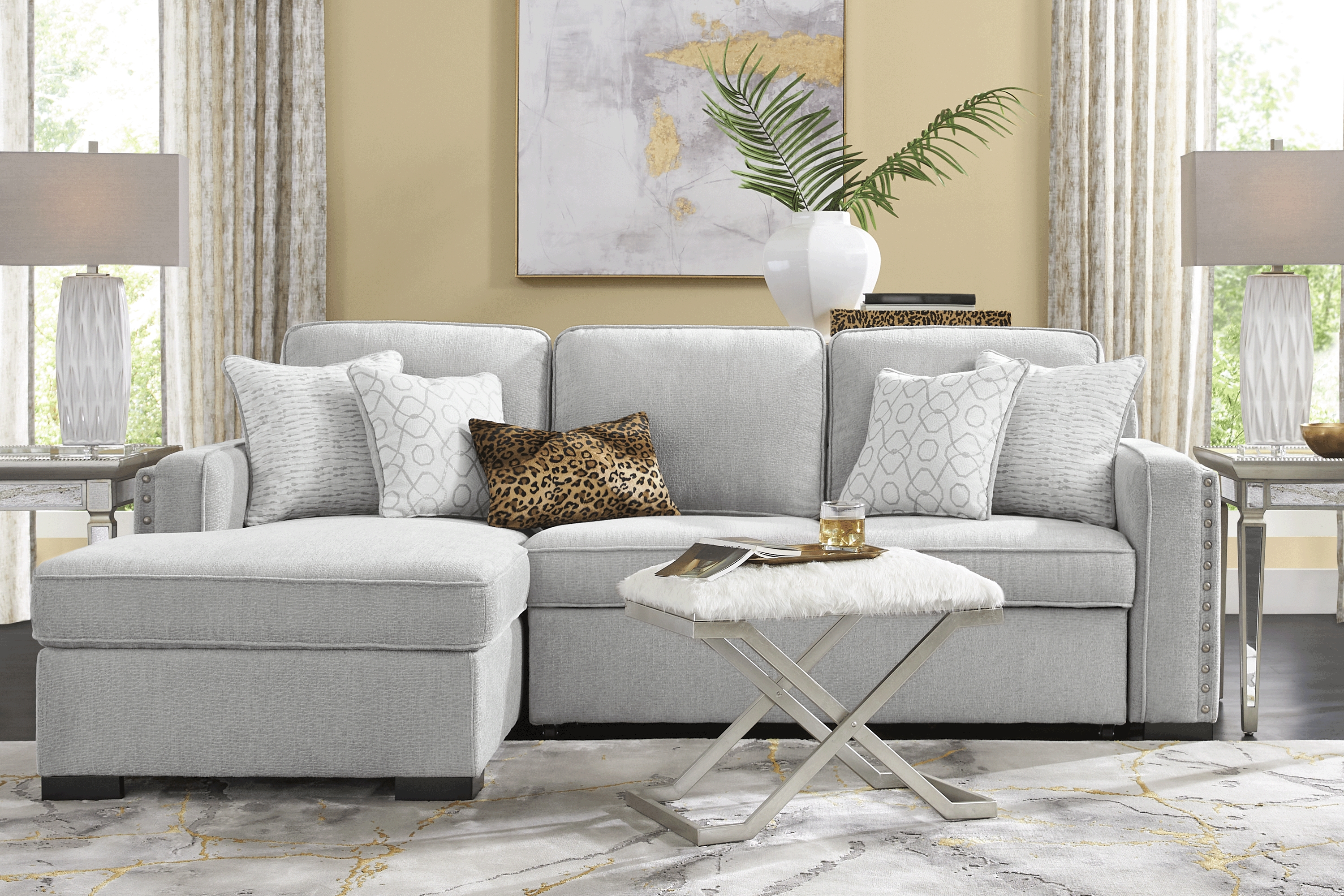 Catania Gray 2 Pc Sleeper Sectional - Thumbnail - Image 2