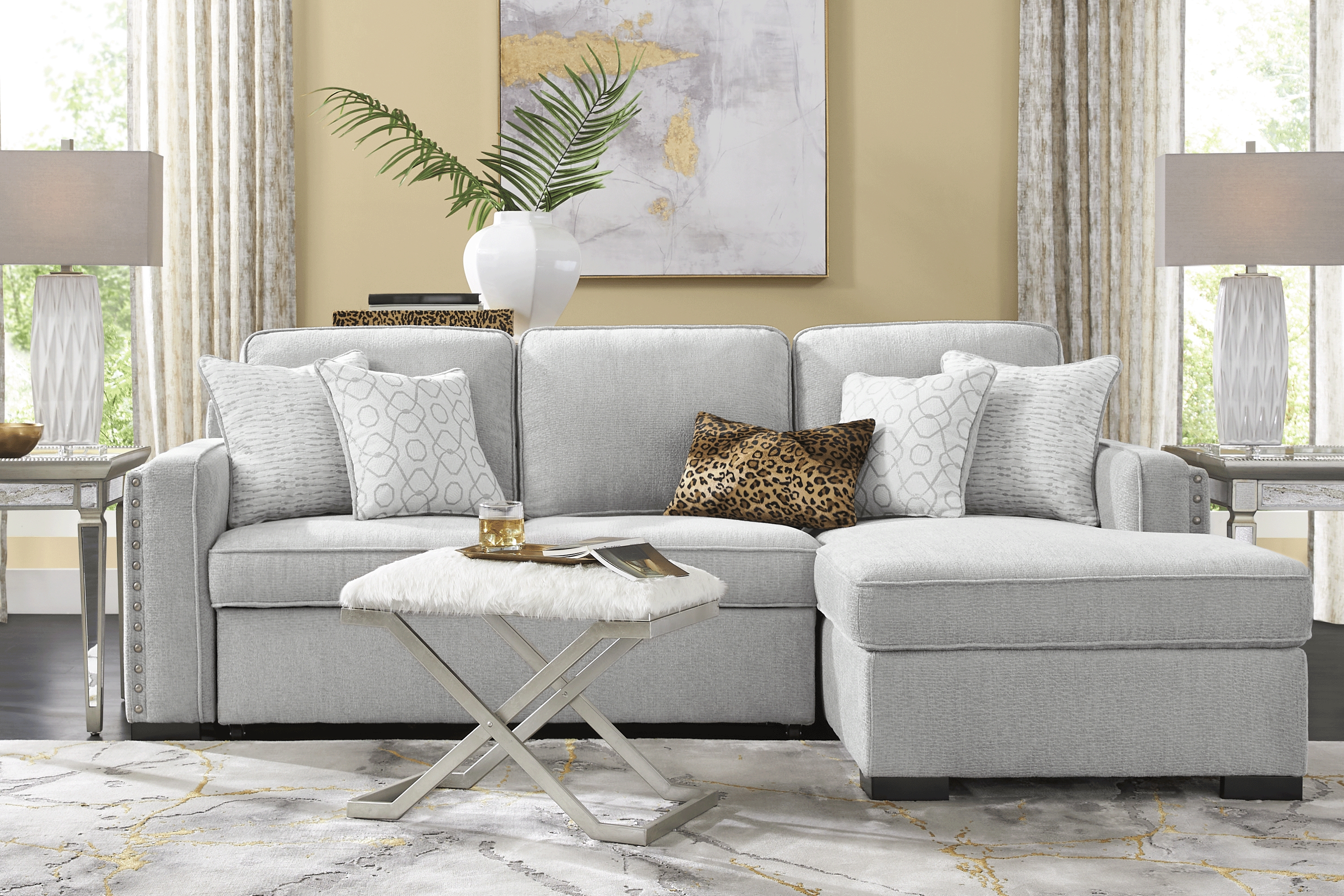 Catania Gray 2 Pc Sleeper Sectional - Thumbnail - Image 2