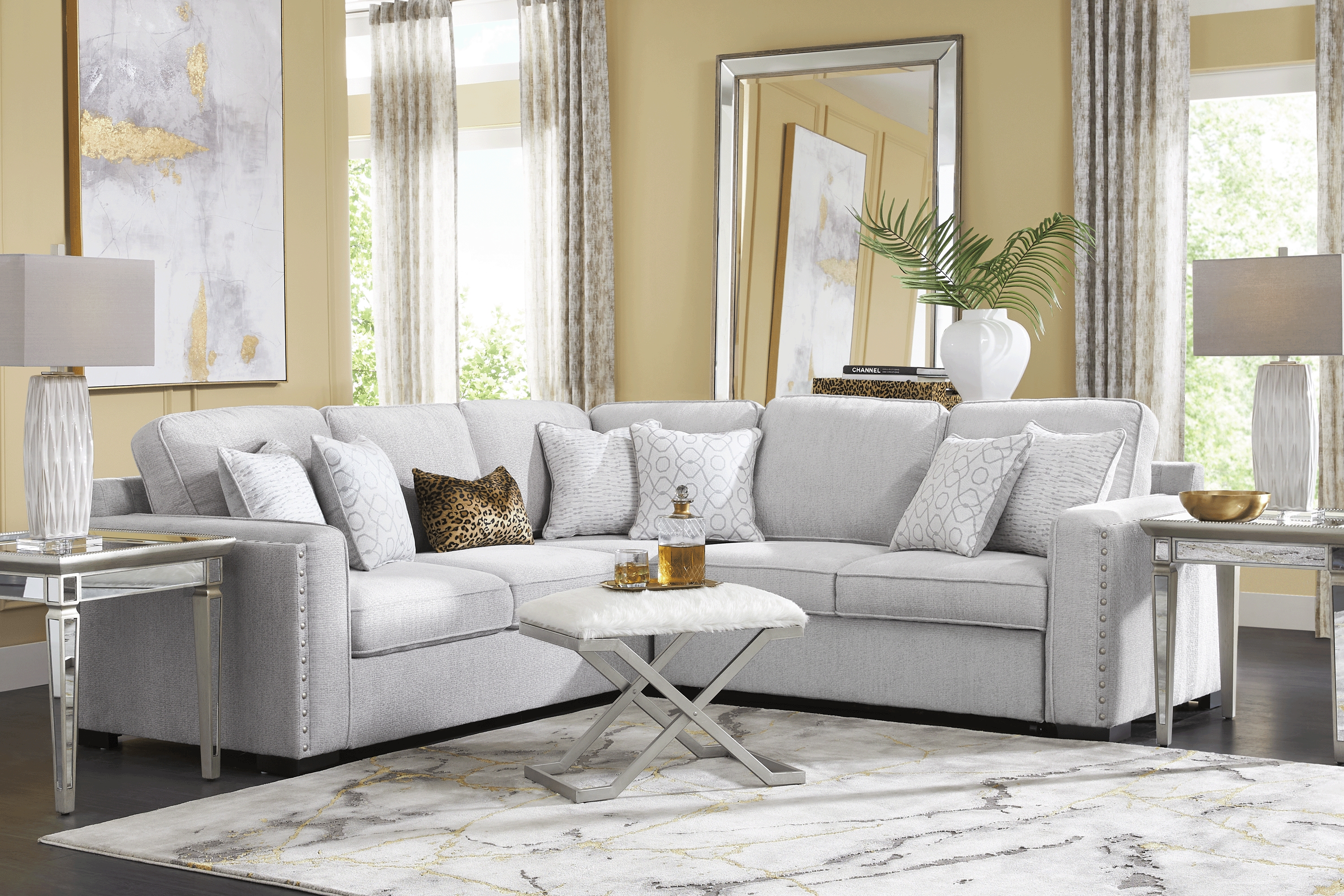 Catania Gray 2 Pc Sleeper Sectional - Thumbnail - Image 2