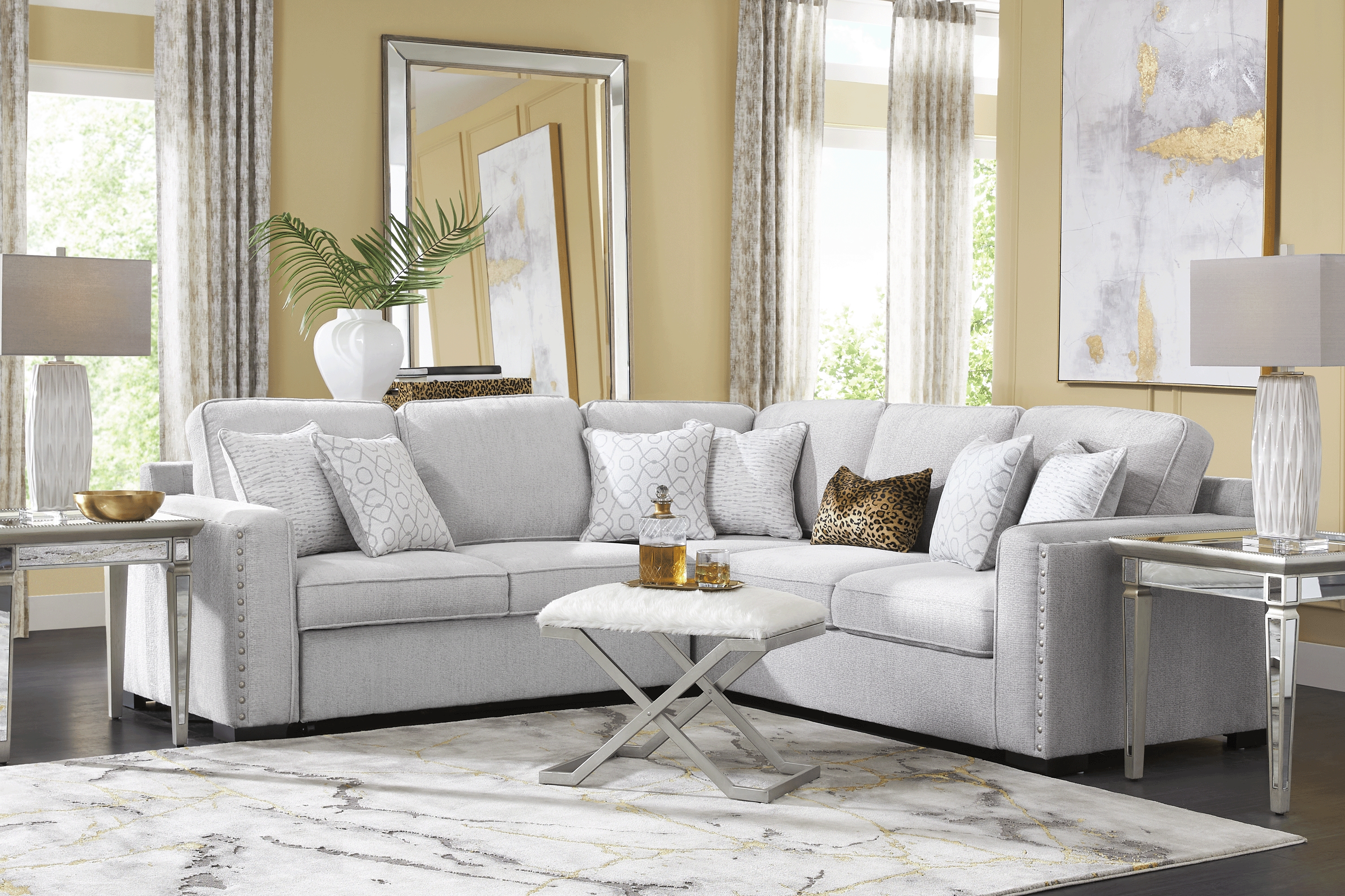 Catania Gray 2 Pc Sleeper Sectional - Thumbnail - Image 2