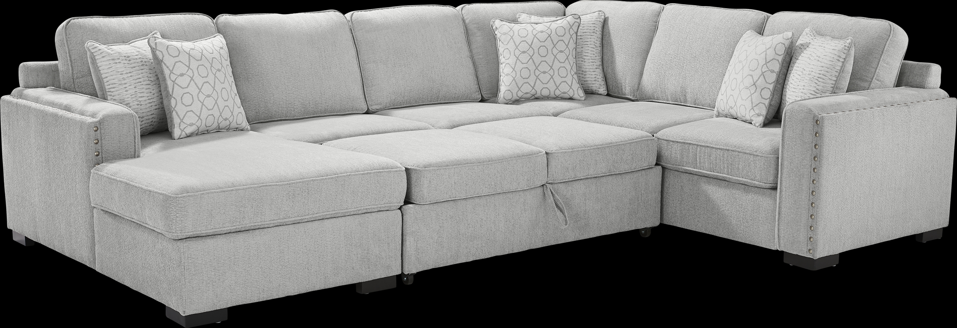 Catania Gray 6 Pc Sleeper Sectional Living Room - Thumbnail - Image 3