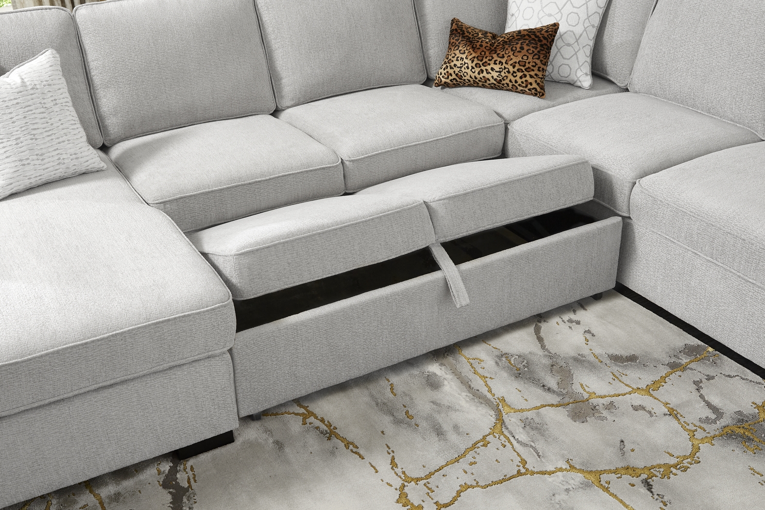 Catania Gray 6 Pc Sleeper Sectional Living Room - Thumbnail - Image 12