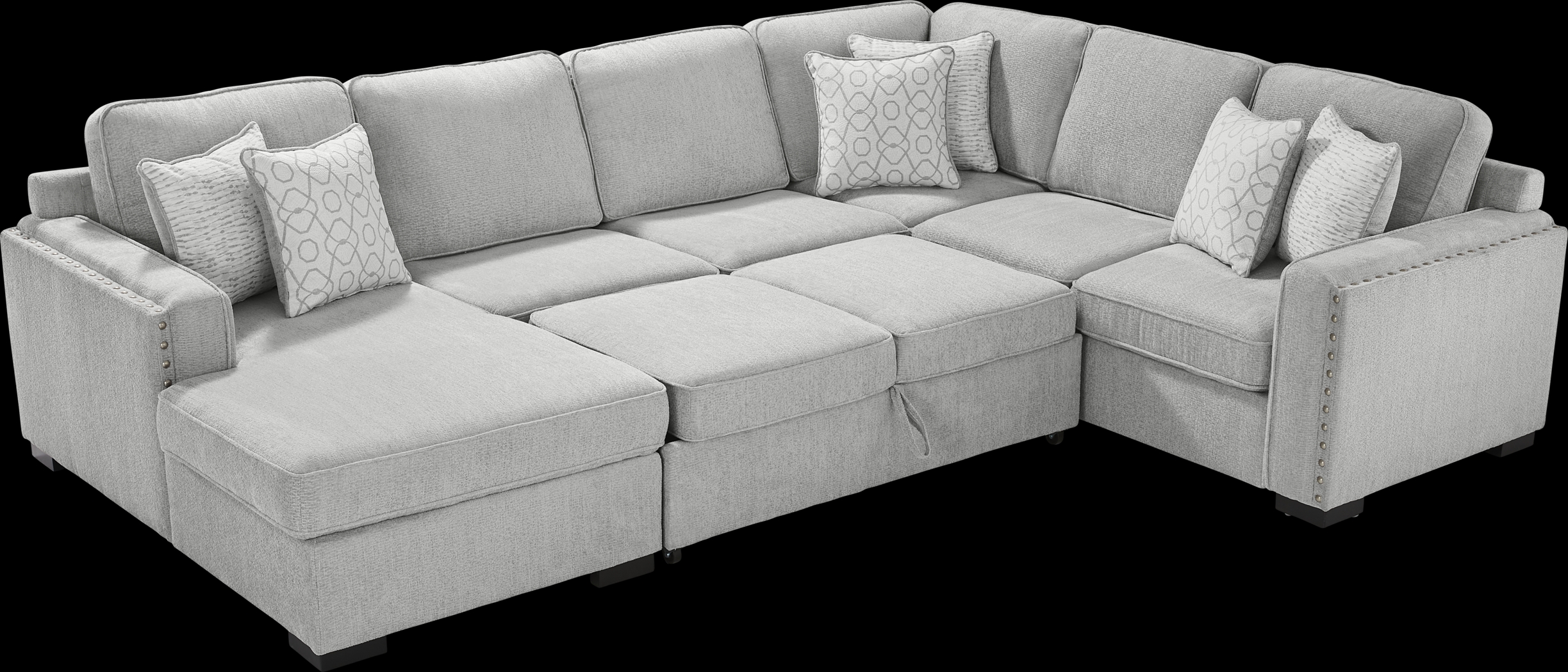 Catania Gray 6 Pc Sleeper Sectional Living Room - Thumbnail - Image 5