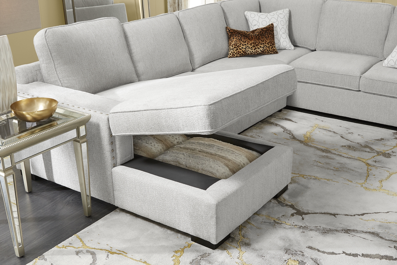 Catania Gray 6 Pc Sleeper Sectional Living Room - Thumbnail - Image 6