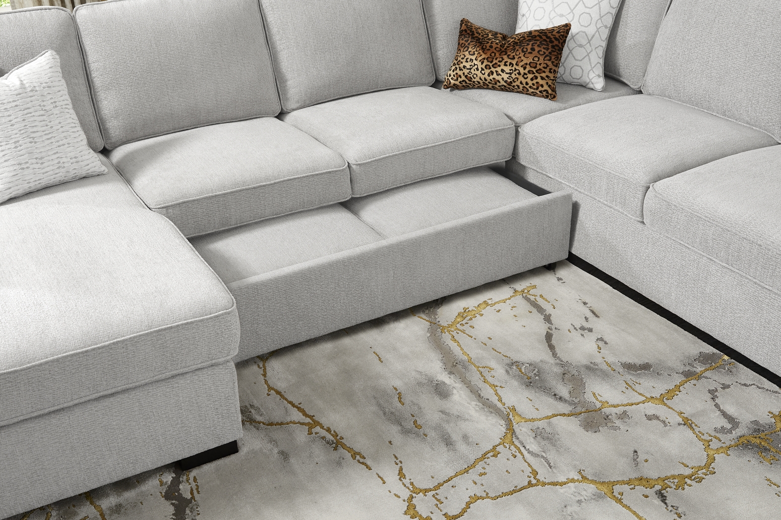 Catania Gray 6 Pc Sleeper Sectional Living Room - Thumbnail - Image 9