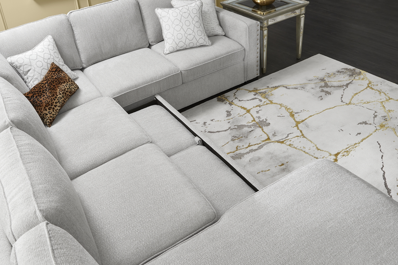 Catania Gray 6 Pc Sleeper Sectional Living Room - Thumbnail - Image 10