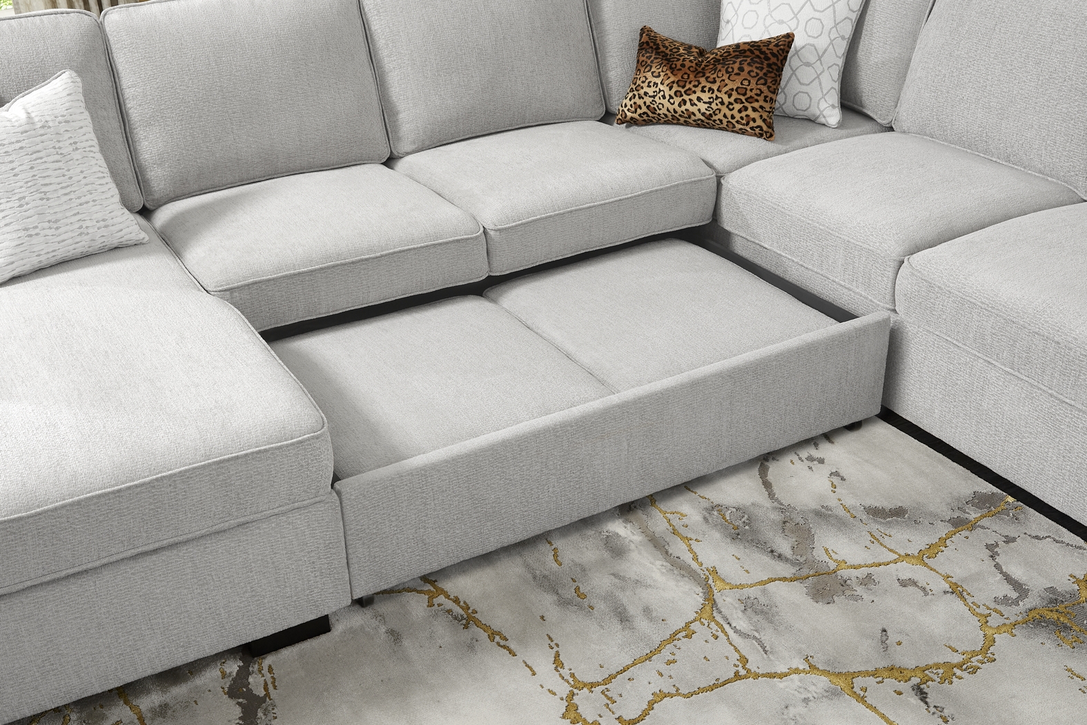 Catania Gray 6 Pc Sleeper Sectional Living Room - Thumbnail - Image 11