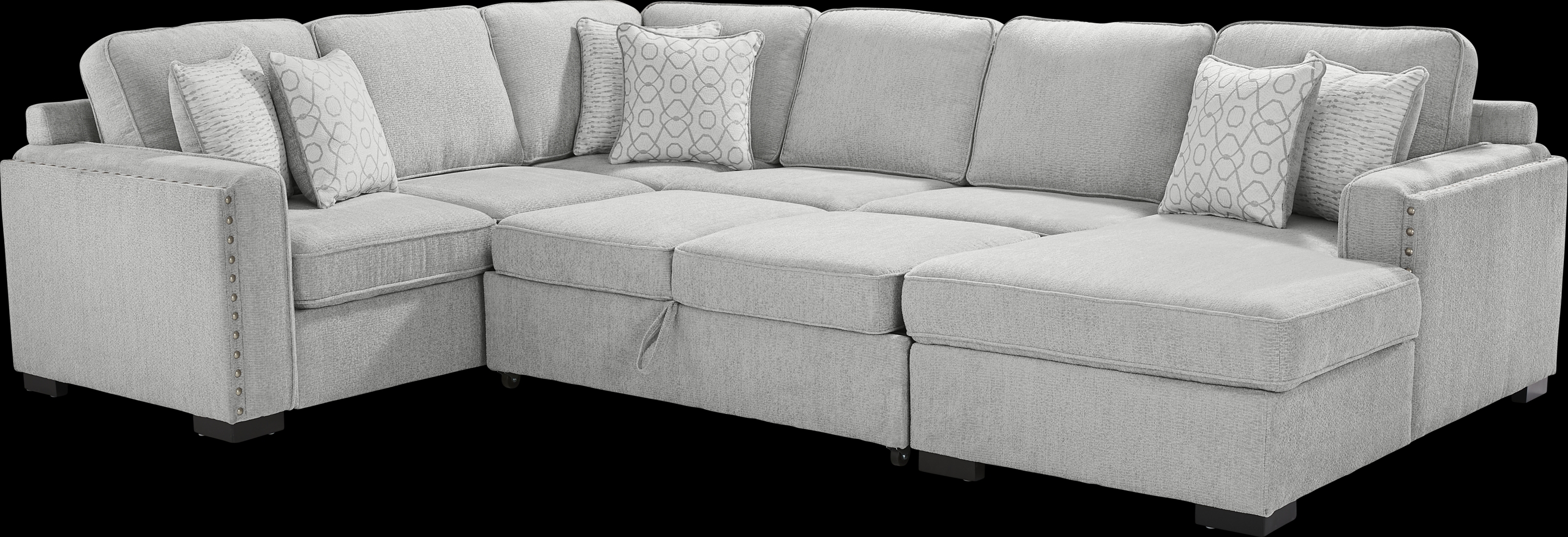 Catania Gray 6 Pc Sleeper Sectional Living Room - Thumbnail - Image 3