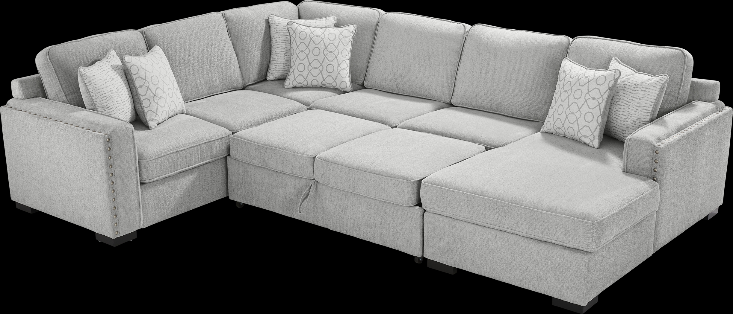 Catania Gray 6 Pc Sleeper Sectional Living Room - Thumbnail - Image 5