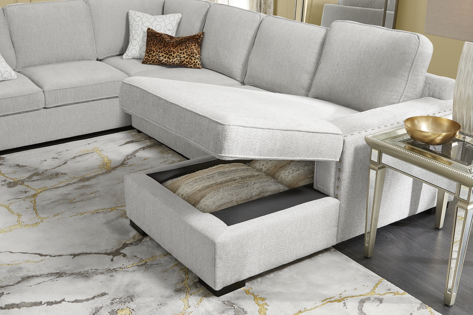 Catania Gray 6 Pc Sleeper Sectional Living Room - Thumbnail - Image 6
