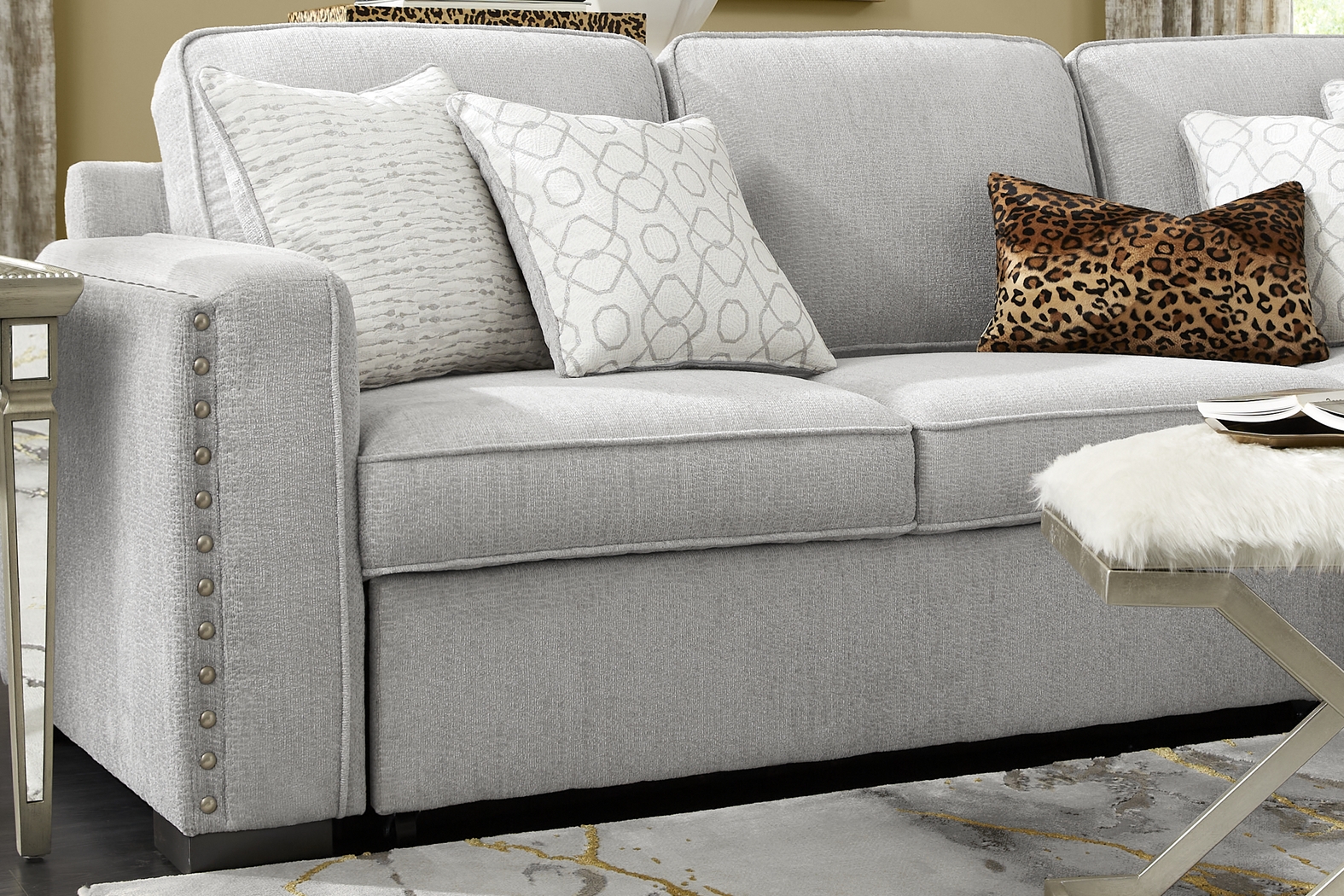 Catania Gray 6 Pc Sleeper Sectional Living Room - Thumbnail - Image 7