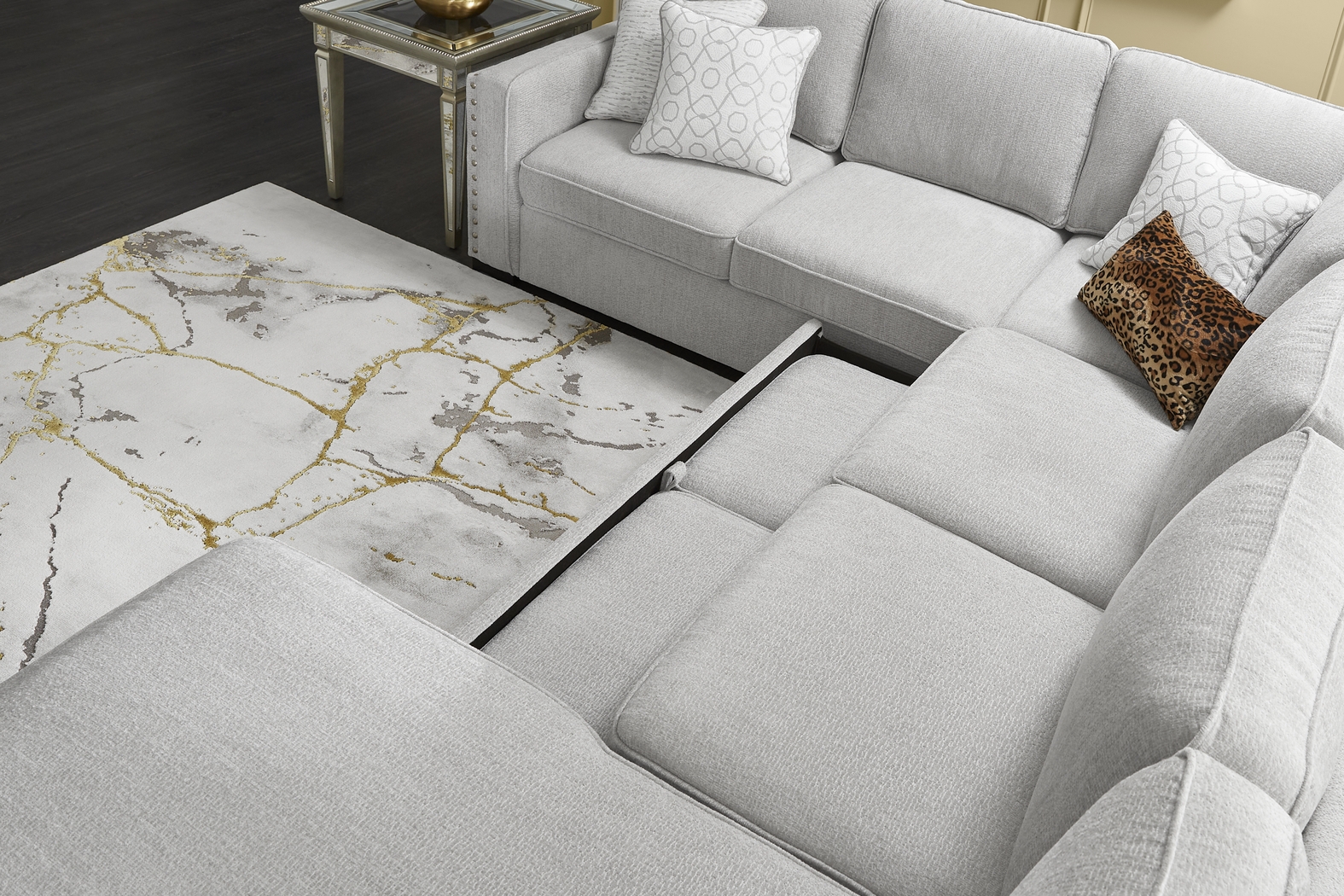 Catania Gray 6 Pc Sleeper Sectional Living Room - Thumbnail - Image 10