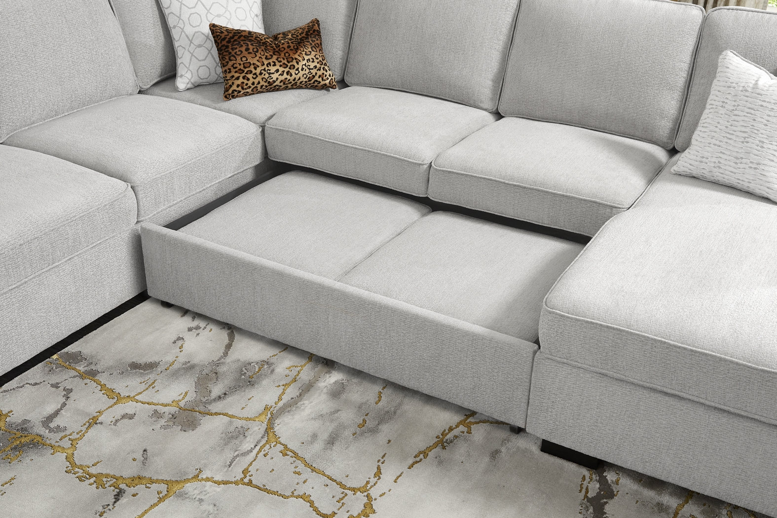 Catania Gray 6 Pc Sleeper Sectional Living Room - Thumbnail - Image 11