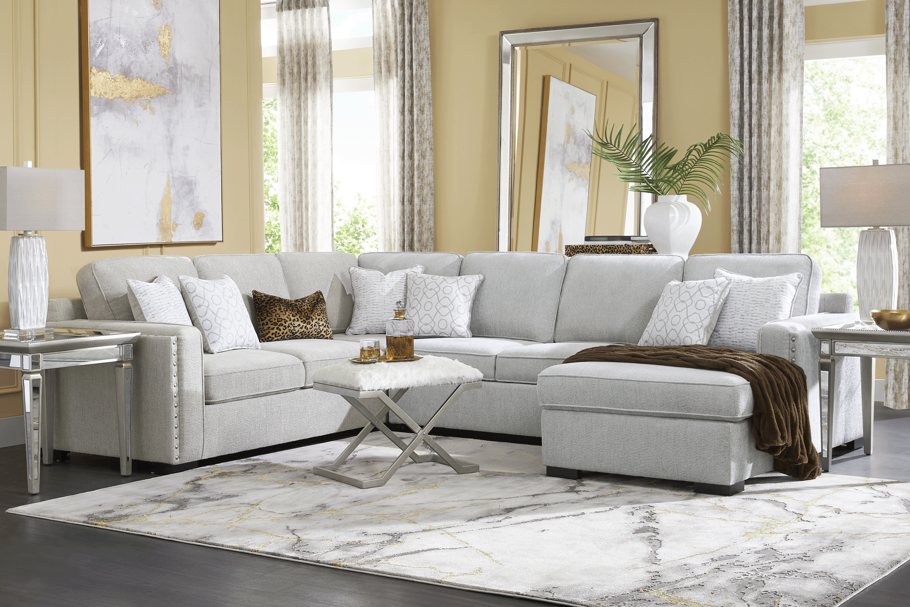 Catania Gray 3 Pc Sleeper Sectional - Thumbnail - Image 2