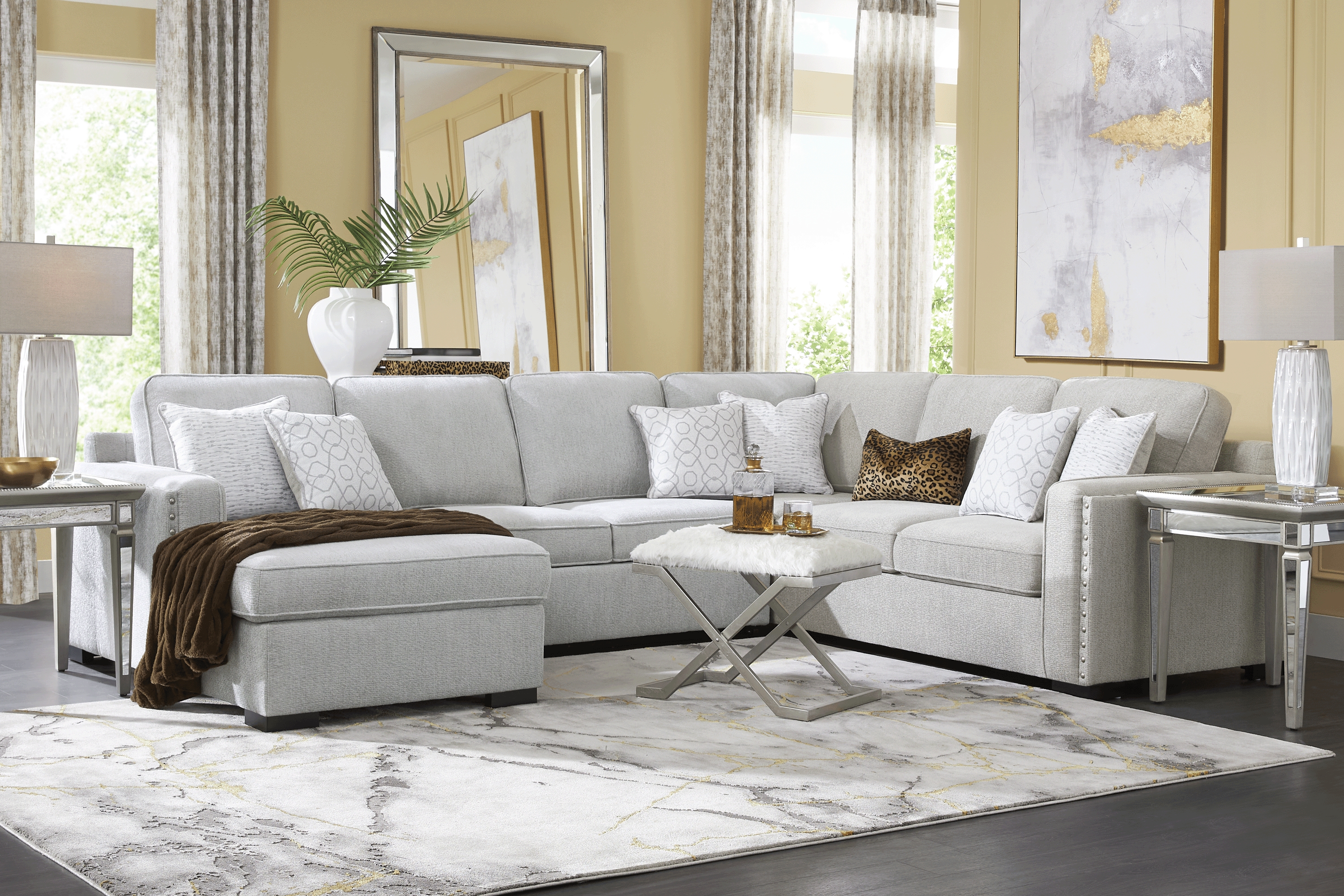 Catania Gray 6 Pc Sleeper Sectional Living Room - Thumbnail - Image 1
