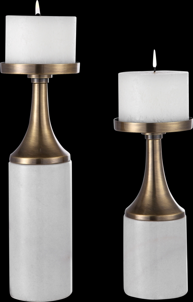 Catarine White Candle Holder, Set of 2 - Thumbnail - Image 1