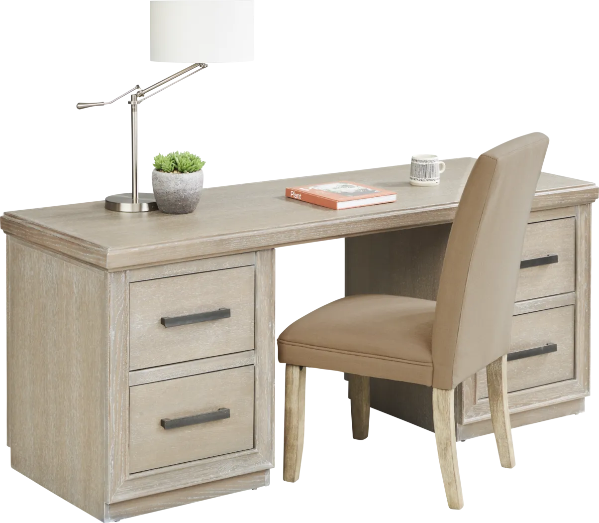 Cates Ridge 4 Pc Light Gray Brown Desk With Chair | Rooms to Go