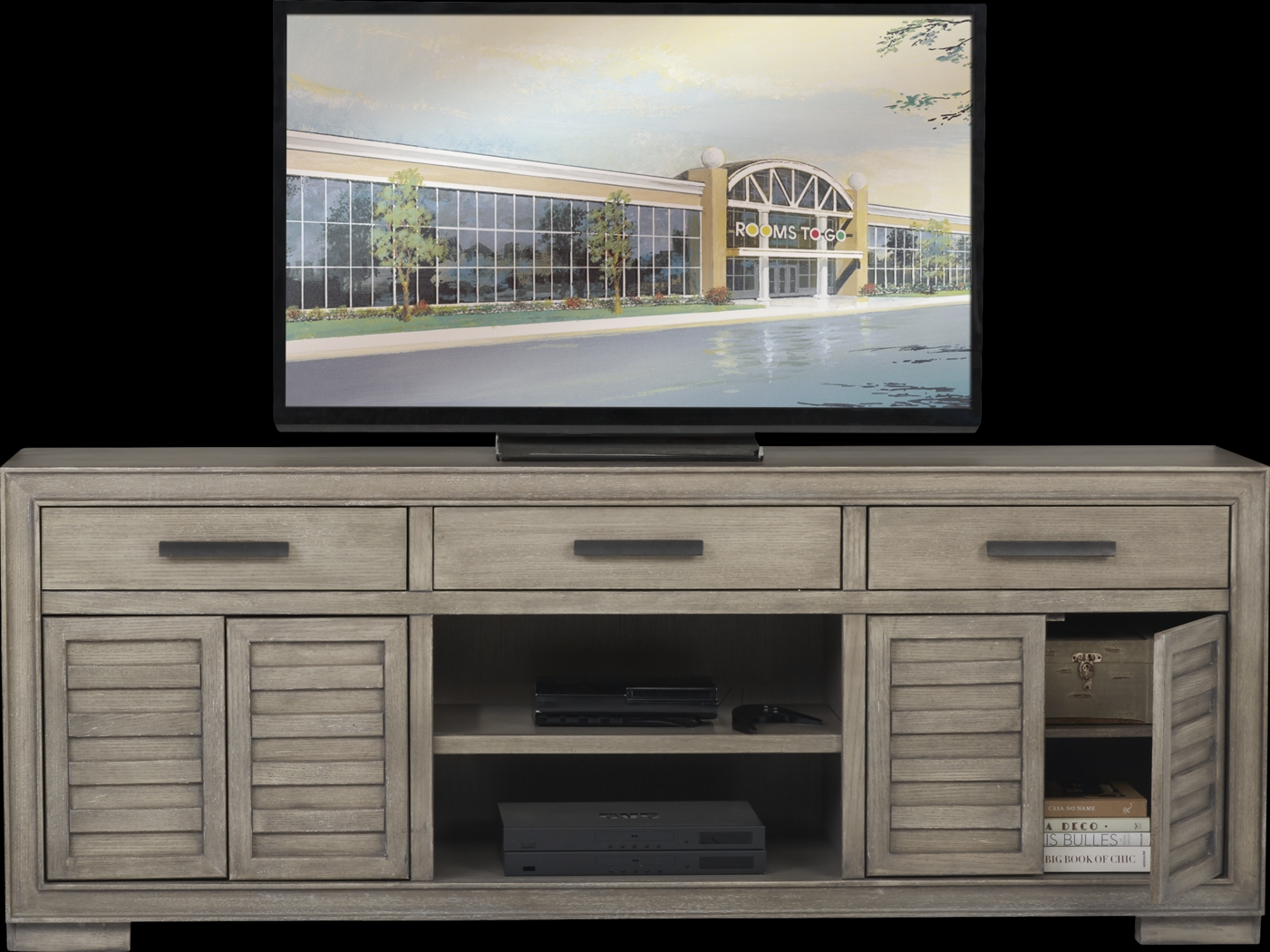 Cates Ridge Light Gray 81 in. Console - Thumbnail - Image 3