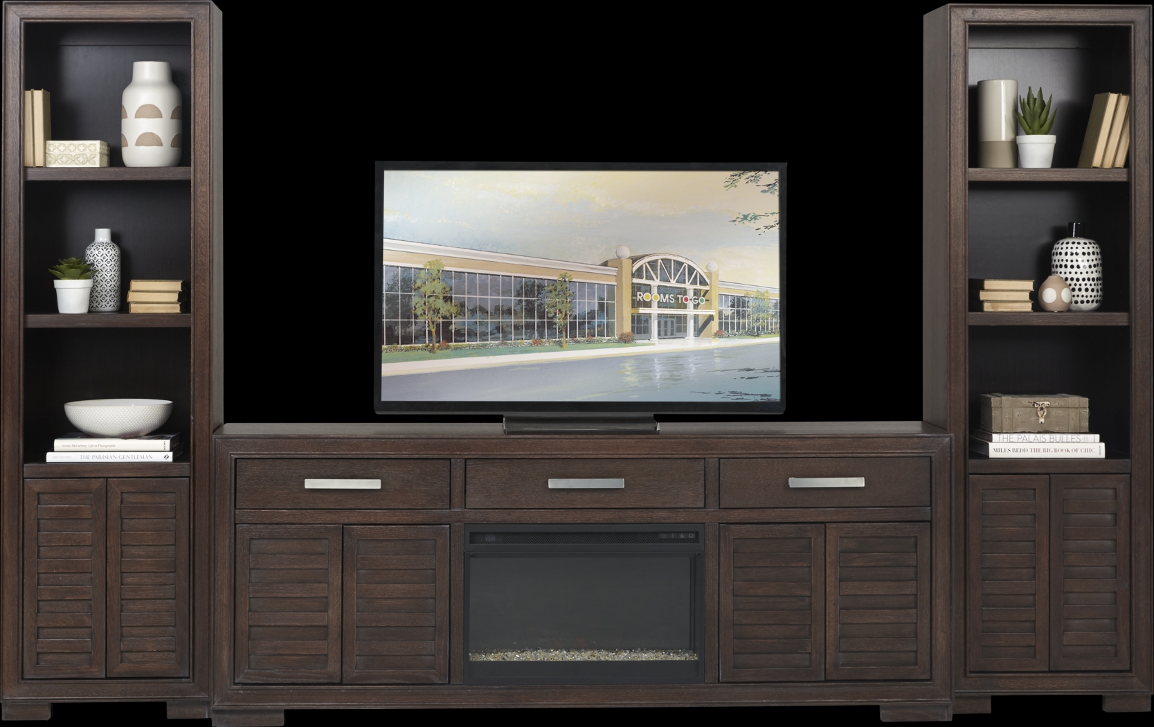 Cates Ridge Tobacco 3 Pc Wall Unit with Electric Fireplace - Thumbnail - Image 2