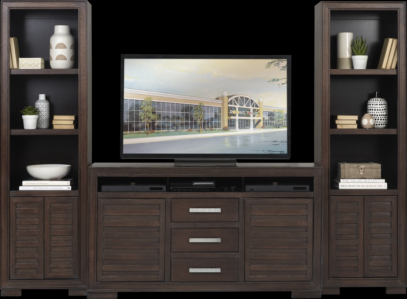 Cates Ridge Tobacco 3 Pc Wall Unit with 62 in. Console - Thumbnail - Image 1