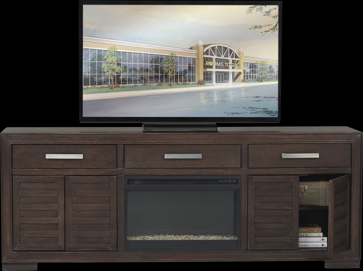 Cates Ridge Tobacco 81 in. Console with Electric Fireplace - Thumbnail - Image 3