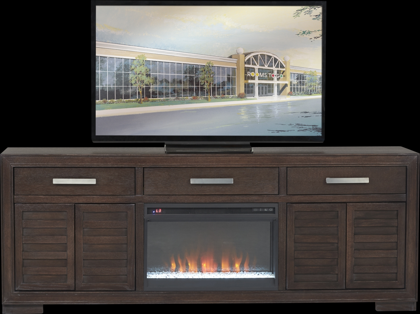 Cates Ridge Tobacco 81 in. Console with Electric Fireplace - Thumbnail - Image 1