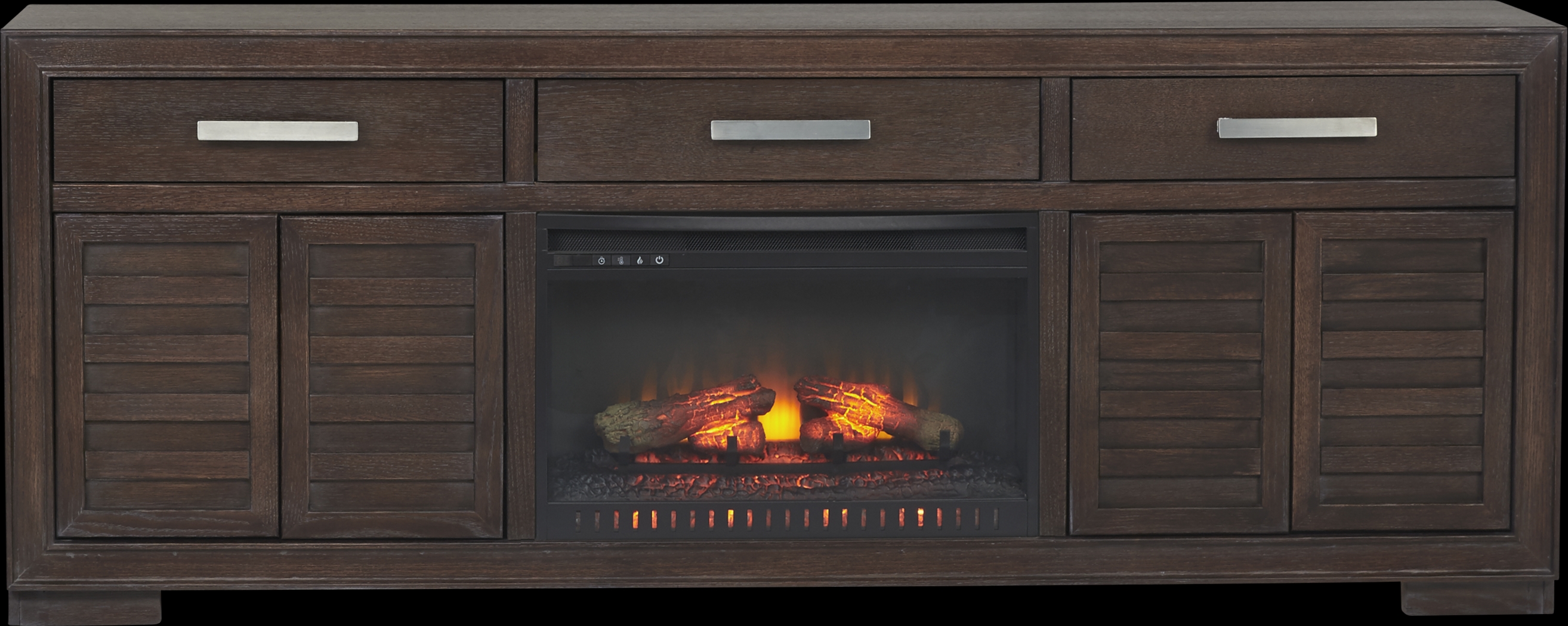 Cates Ridge Tobacco 81 in. Console with Electric Log Fireplace - Thumbnail - Image 2