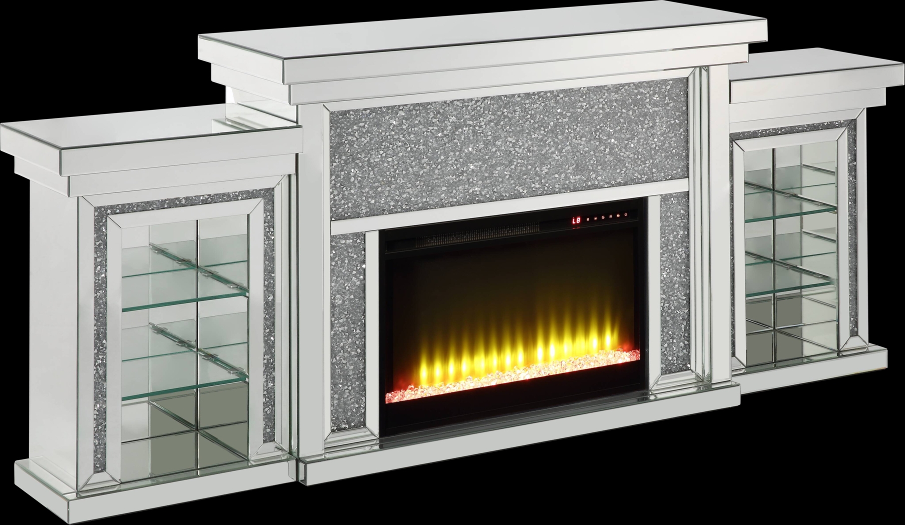 Catham Silver 81 in. Console, With Electric Fireplace - Thumbnail - Image 1