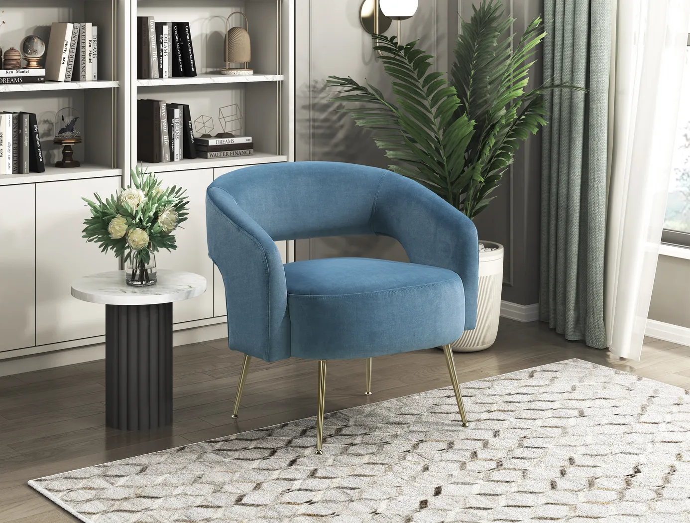 Catlea Blue Accent Chair - Thumbnail - Image 2