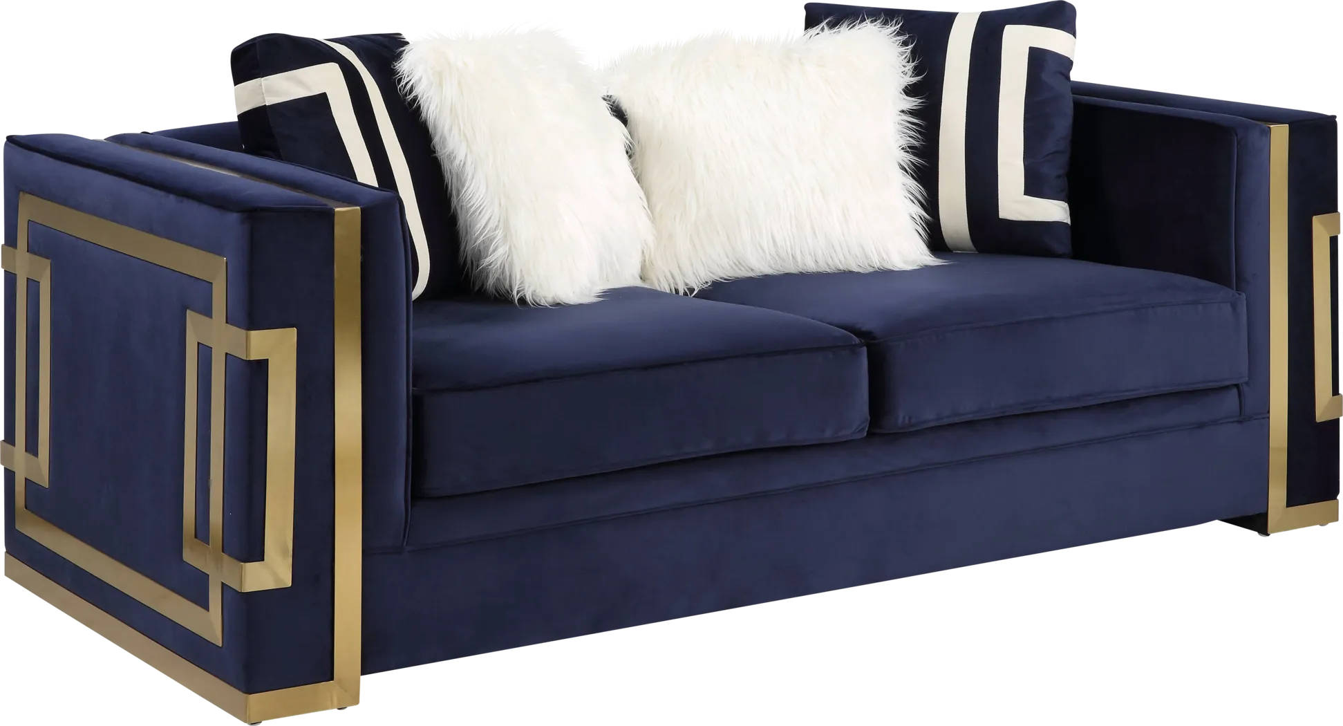 Catowba Blue Loveseat with Four Pillows - Thumbnail - Image 1