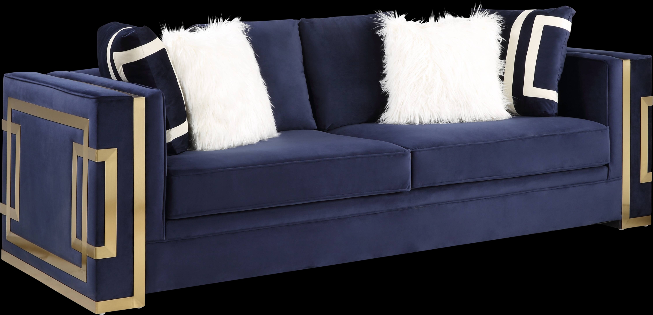 Catowba Blue Sofa with Six Pillows - Thumbnail - Image 1
