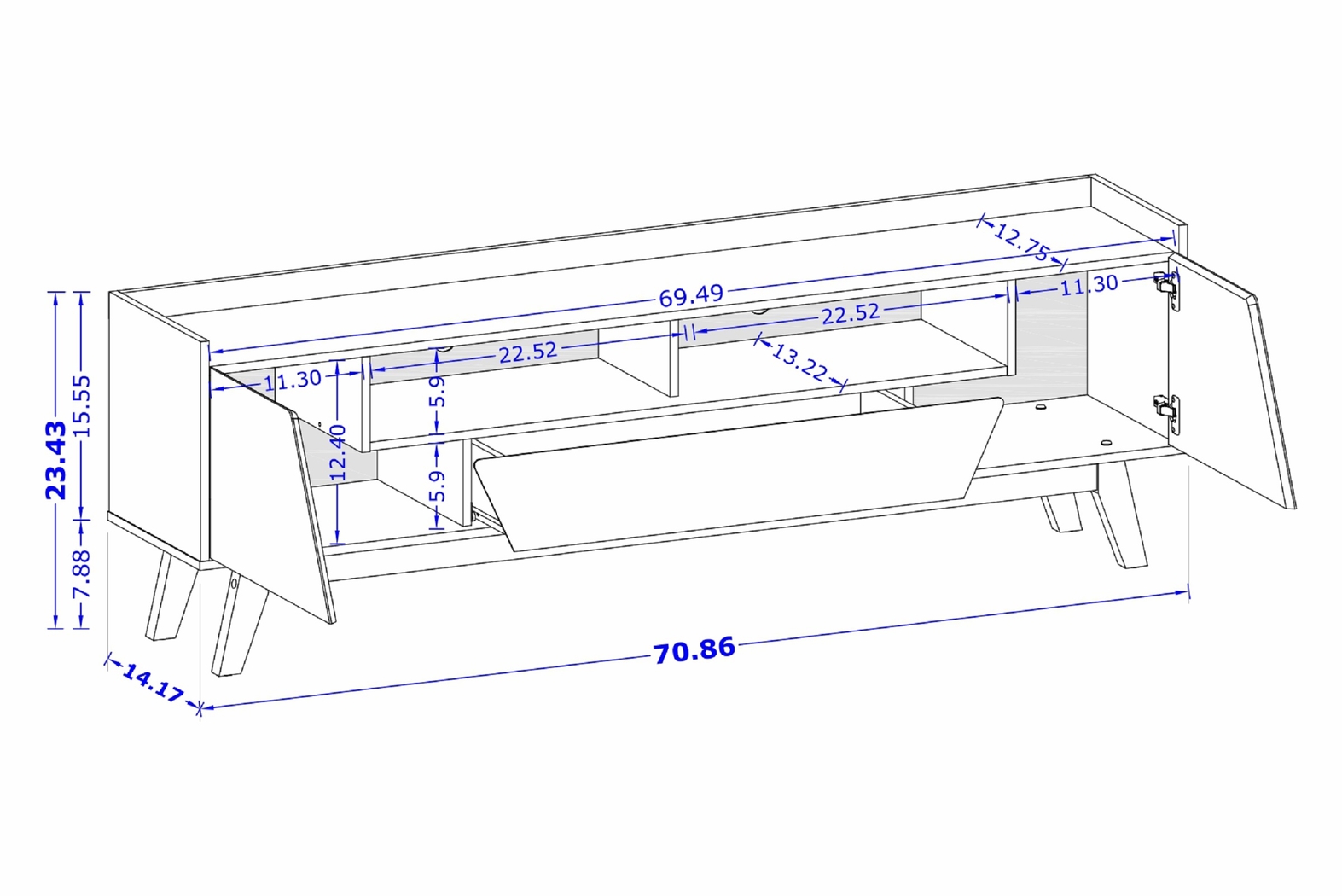 Caughey III White 71 in. Console - Thumbnail - Image 5