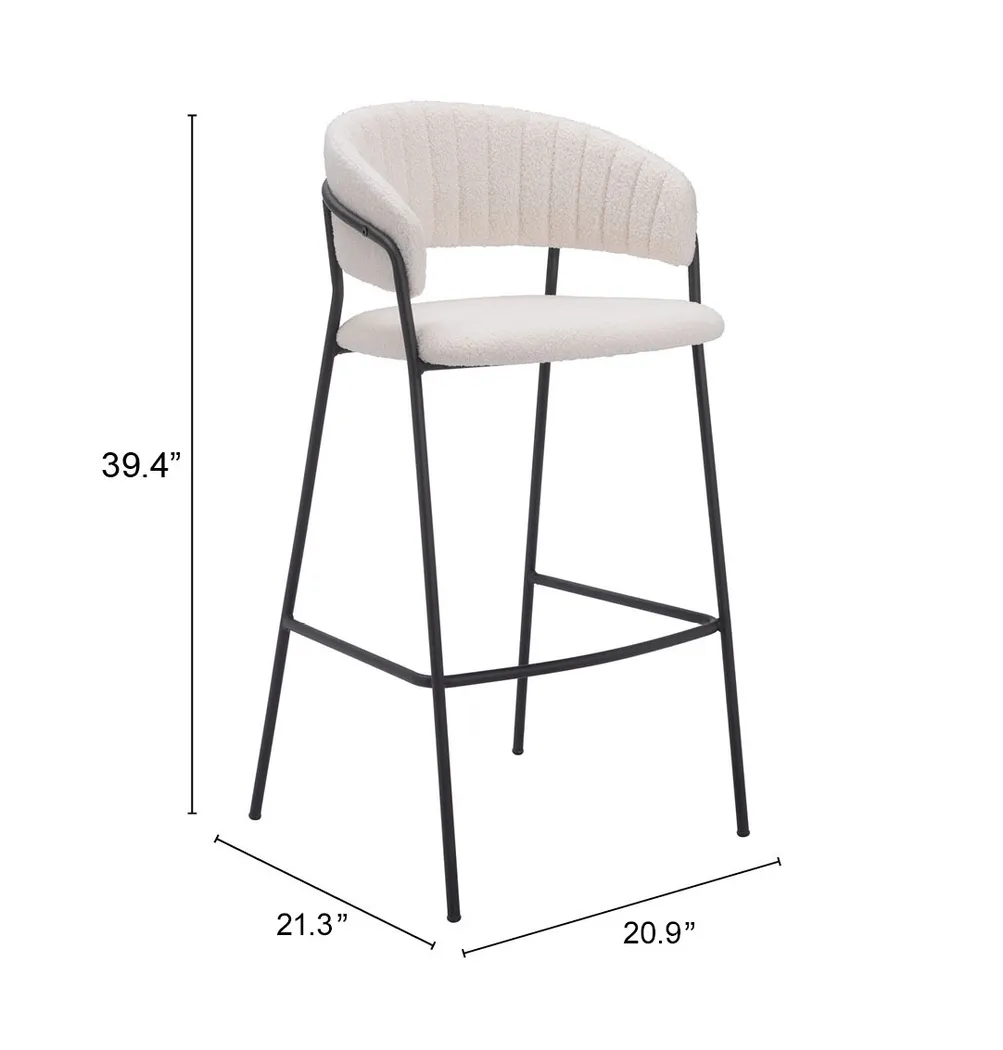 Causbie White Barstool, Set of 2 - Thumbnail - Image 8