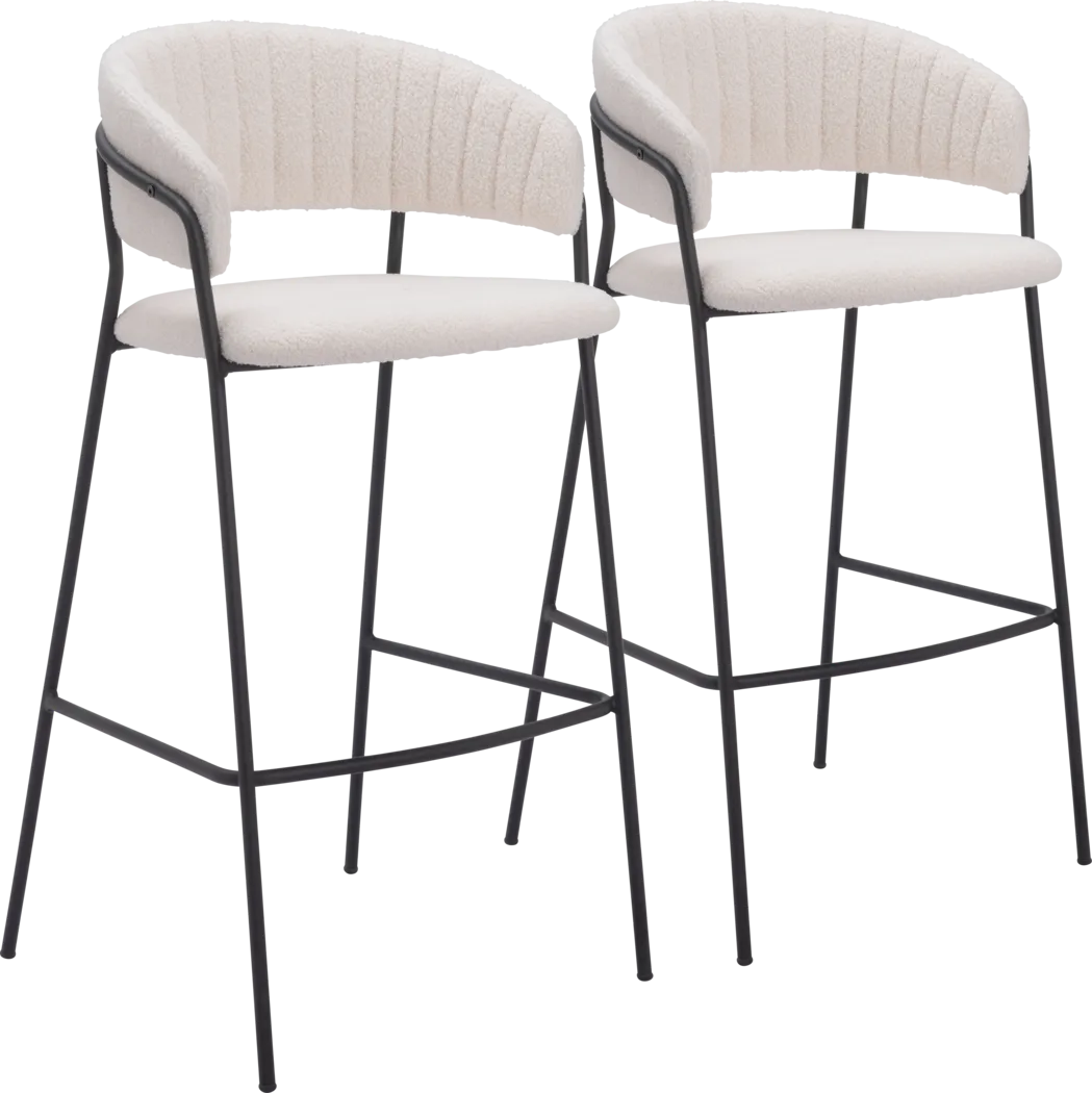 Causbie White Barstool, Set of 2 - Thumbnail - Image 1