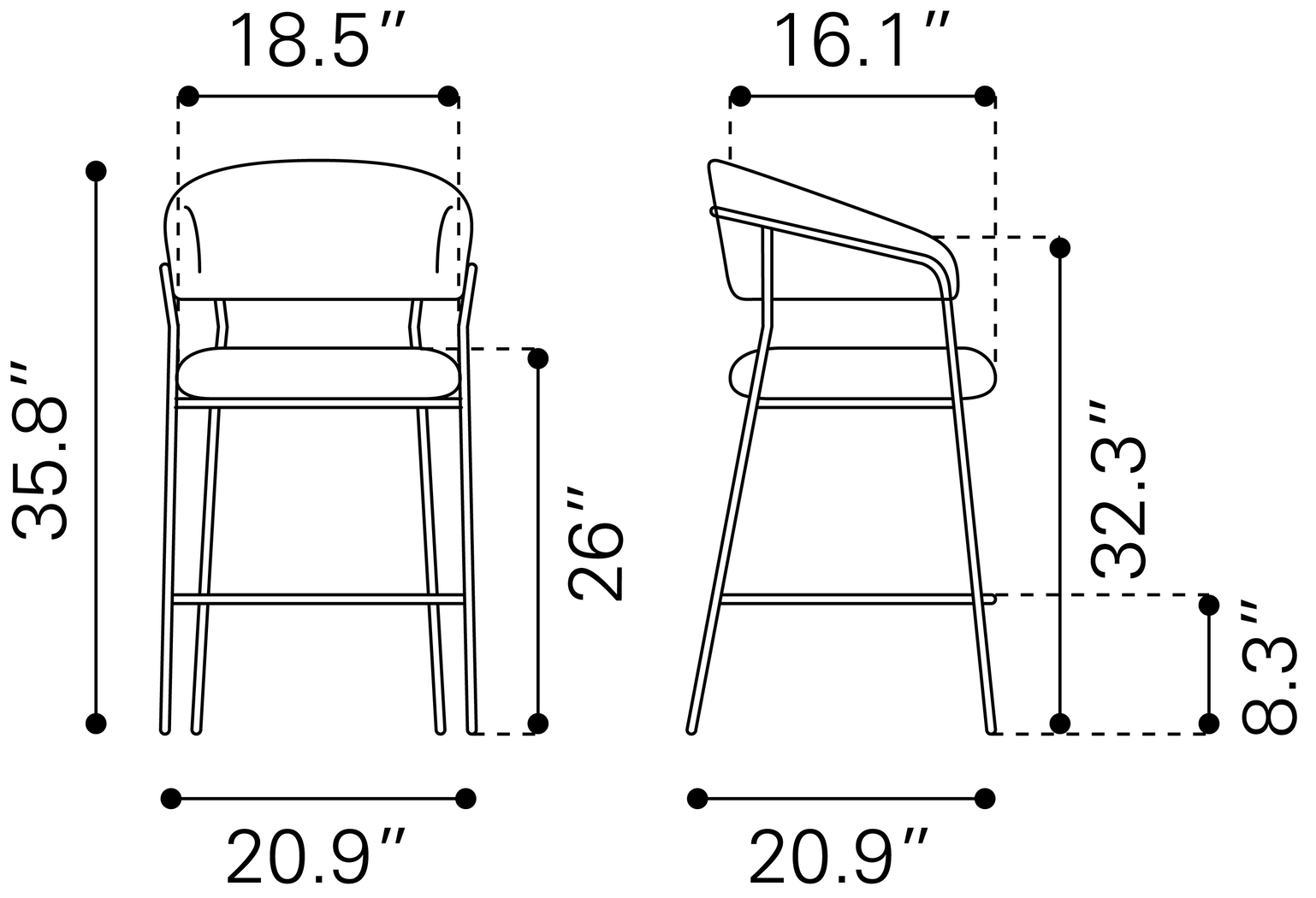 Causbie White Counter Height Stool, Set of 2 - Thumbnail - Image 9