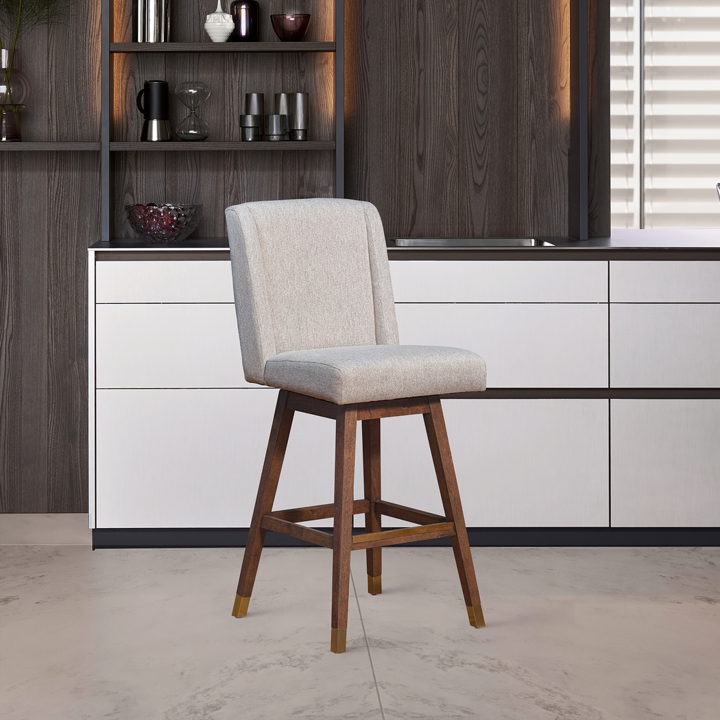 Cauthorn Beige Swivel Counter Stool - Thumbnail - Image 2