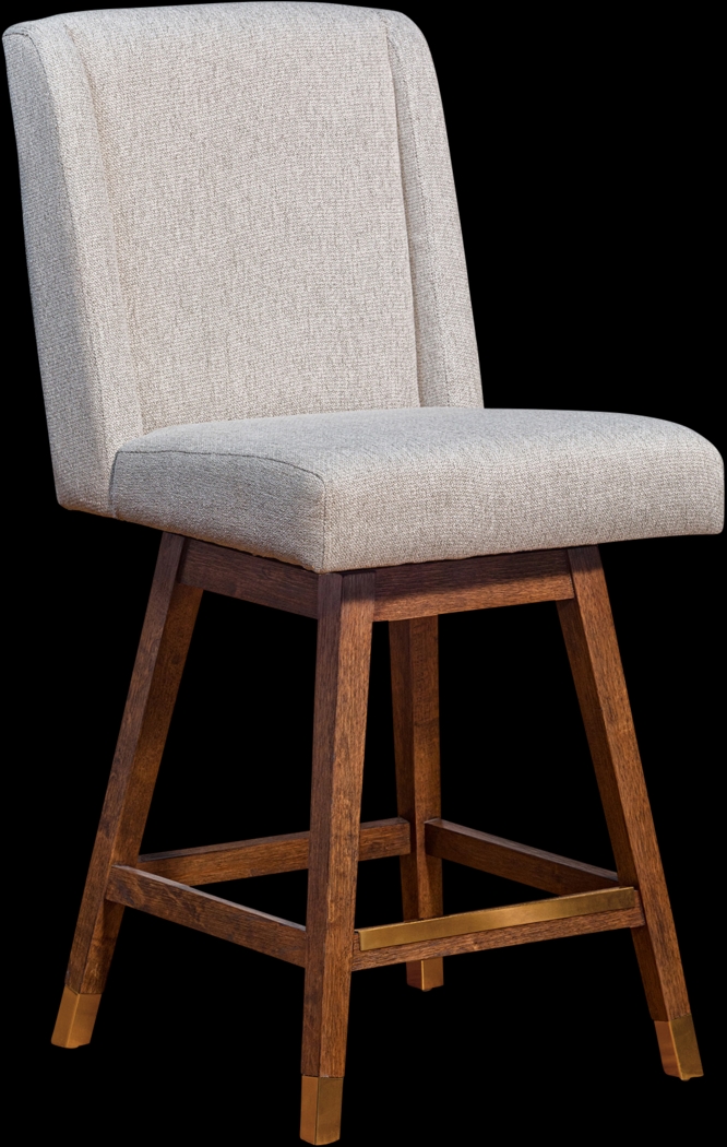 Cauthorn Beige Swivel Counter Stool - Thumbnail - Image 1