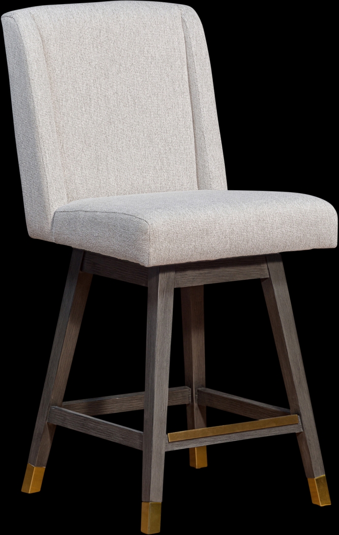 Cauthroun Beige Swivel Counter Stool - Thumbnail - Image 1
