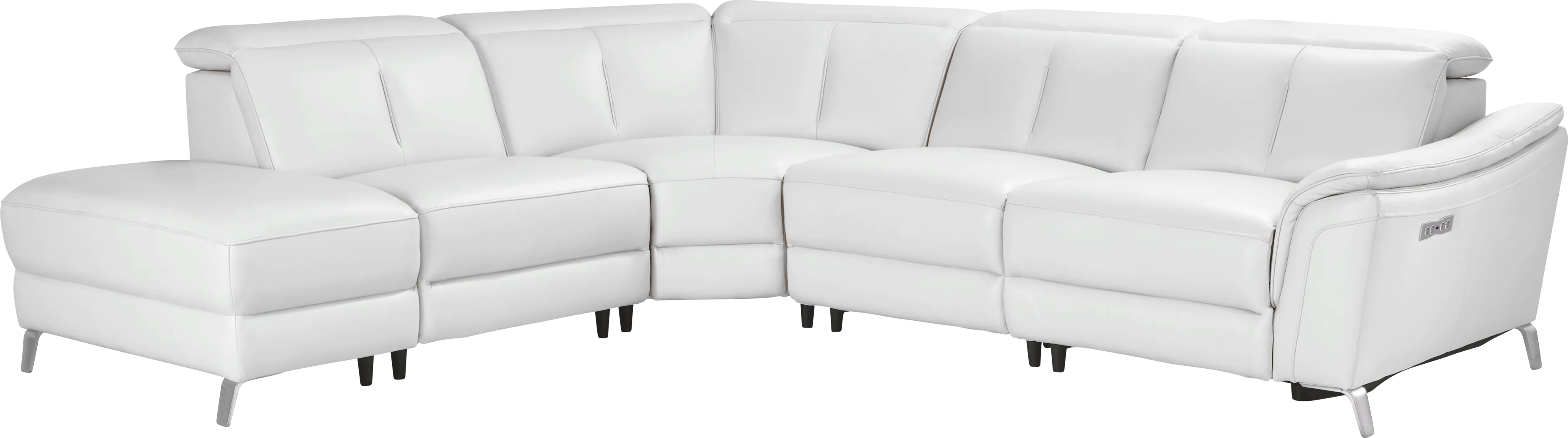 Cavani White Leather 5 Pc Dual Power Reclining Sectional - Thumbnail - Image 2
