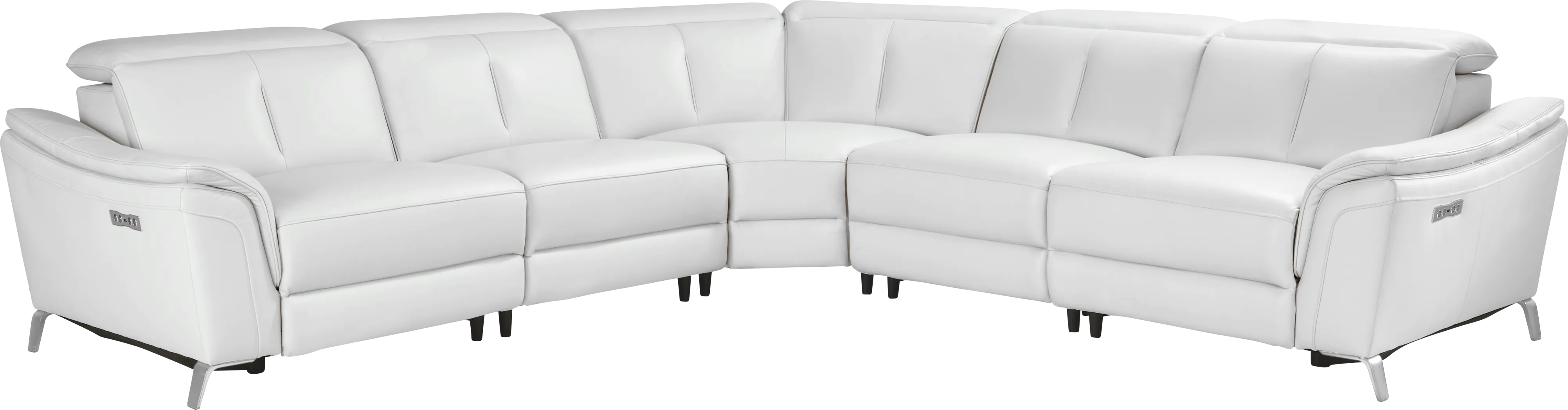 Cavani White Leather 5 Pc Dual Power Reclining Sectional - Thumbnail - Image 2
