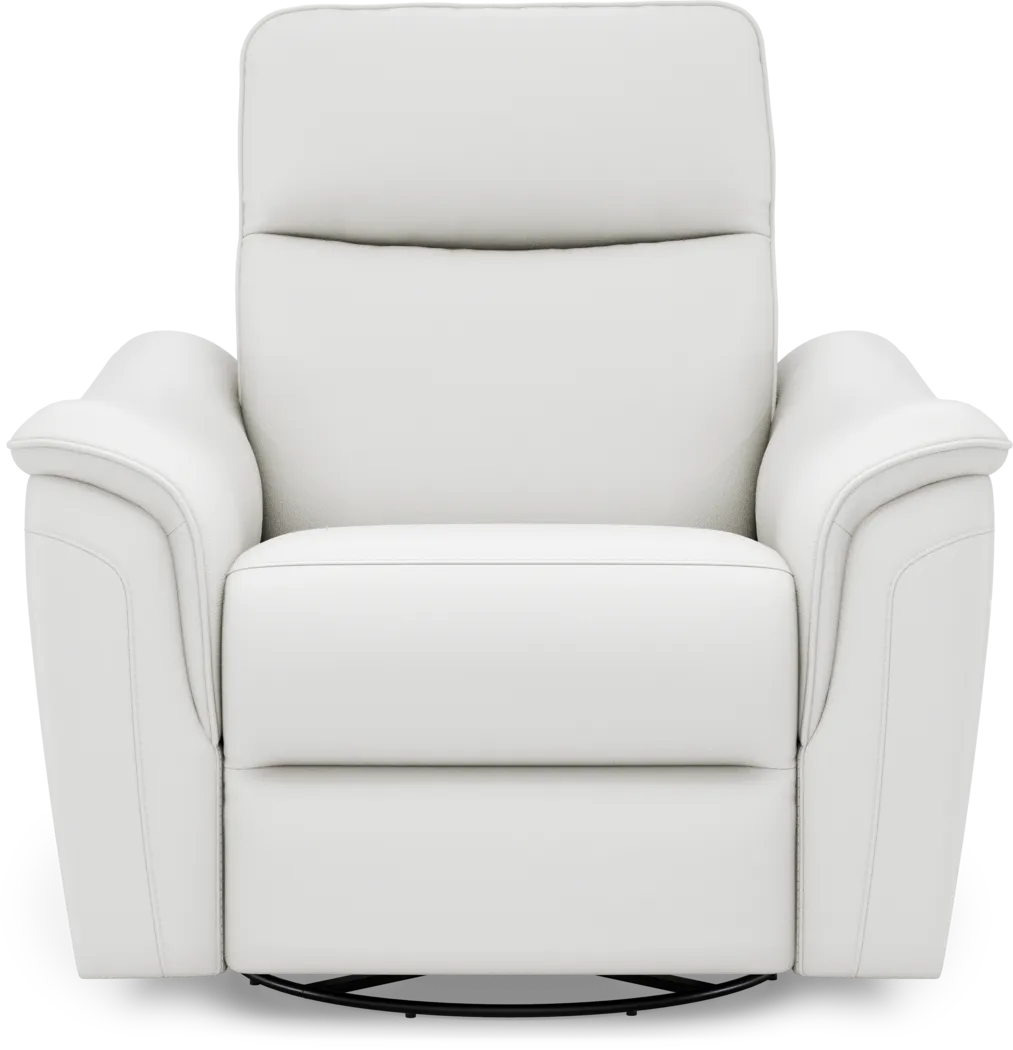 Cavani White Leather Swivel Glider Recliner - Thumbnail - Image 2