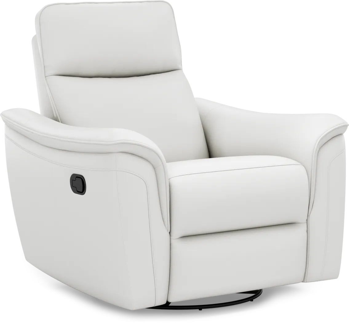 Cavani White Leather Swivel Glider Recliner - Thumbnail - Image 3